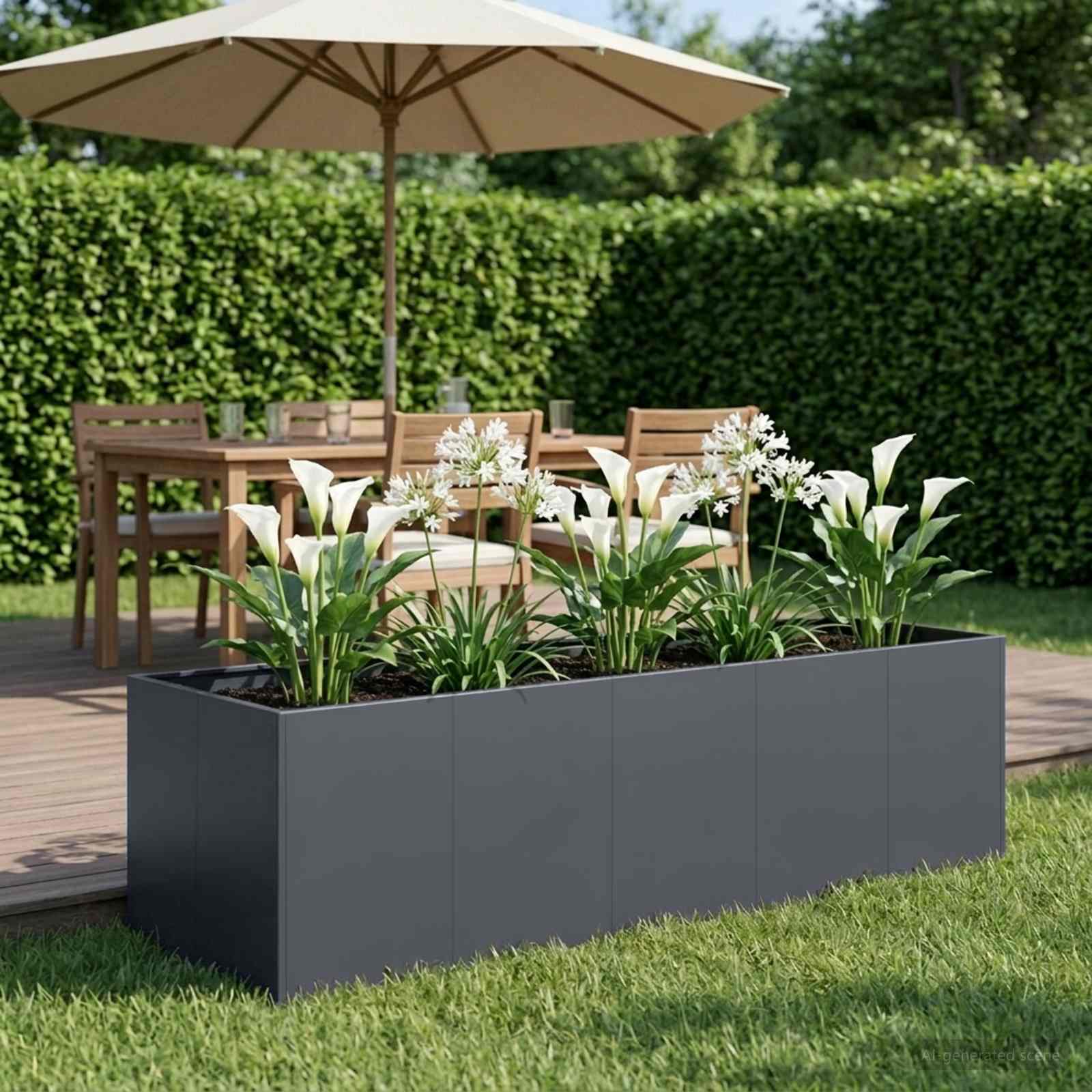 Garten-Pflanzgefäß Anthrazit 200 x 80 x 60 cm