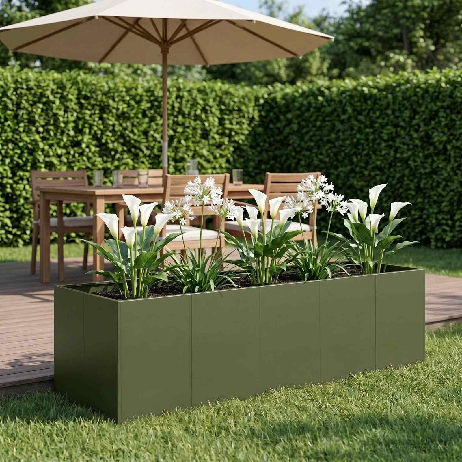 Garten-Pflanzgefäß Olivgrün 200 x 80 x 60 cm