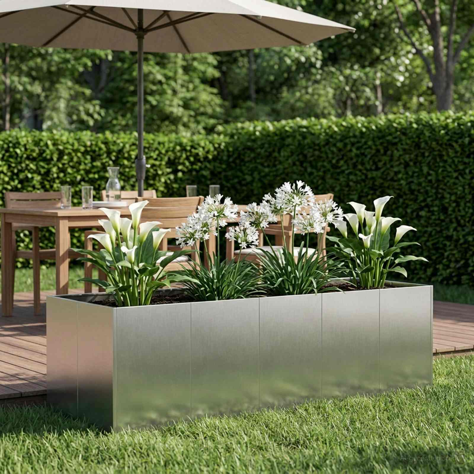 Garten-Pflanzgefäß Silber 200 x 80 x 60 cm Edelstahl