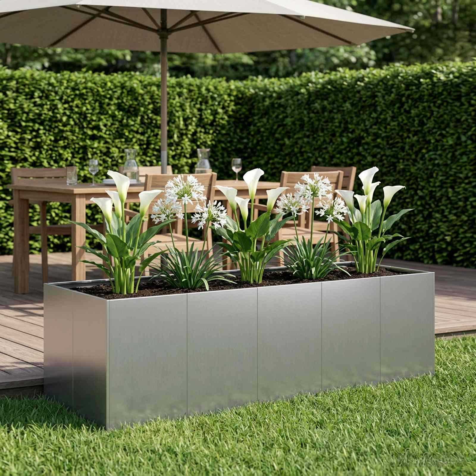 Garten-Pflanzgefäß Silber 200 x 80 x 60 cm Verzinkter Stahl