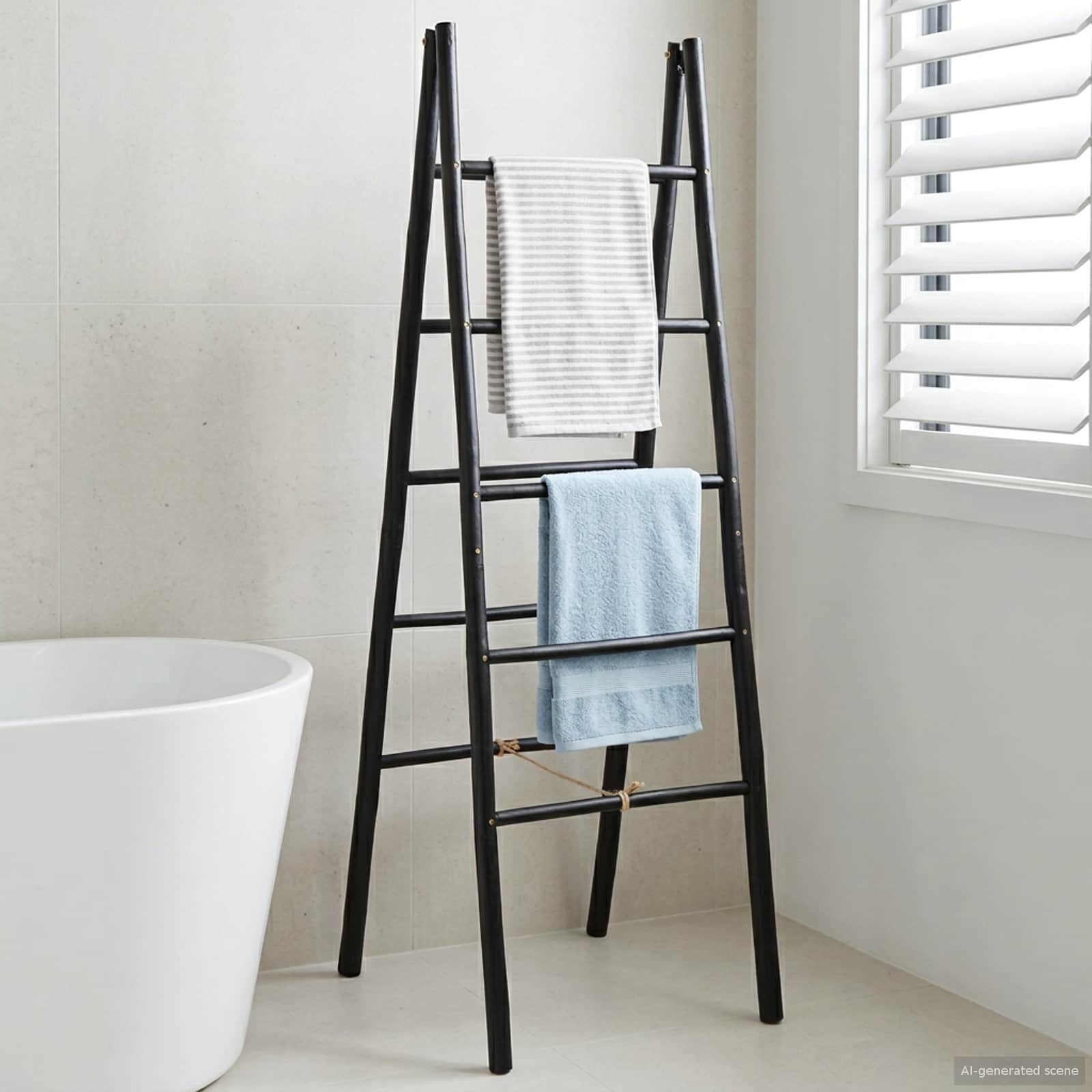 Doppelseitige Deckenleiter Schwarz 50 x 50 x 159 cm Bambus