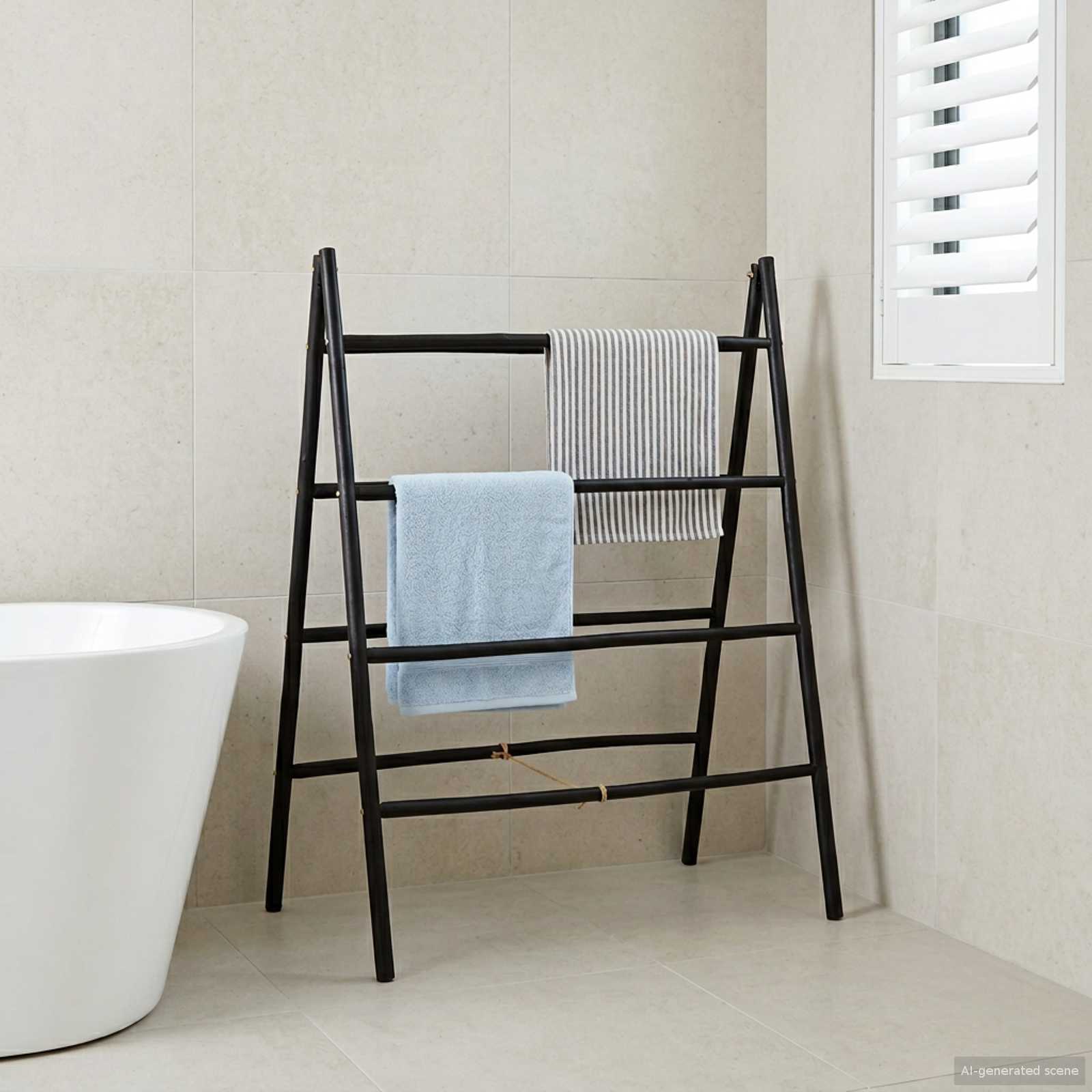 Doppelseitige Deckenleiter Schwarz 90 x 50 x 100 cm Bambus