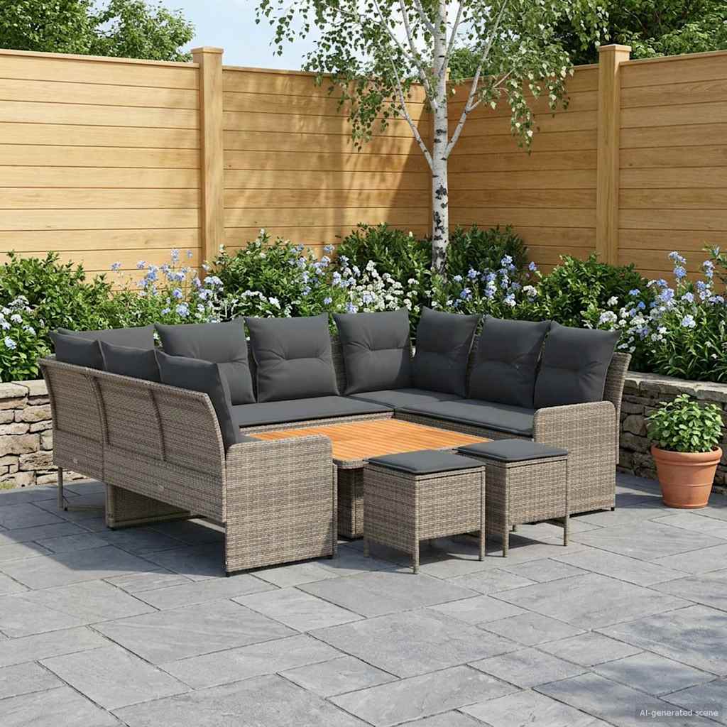 Möbelsets 8 stk. Grau und Dunkelgrau PE-Rattan