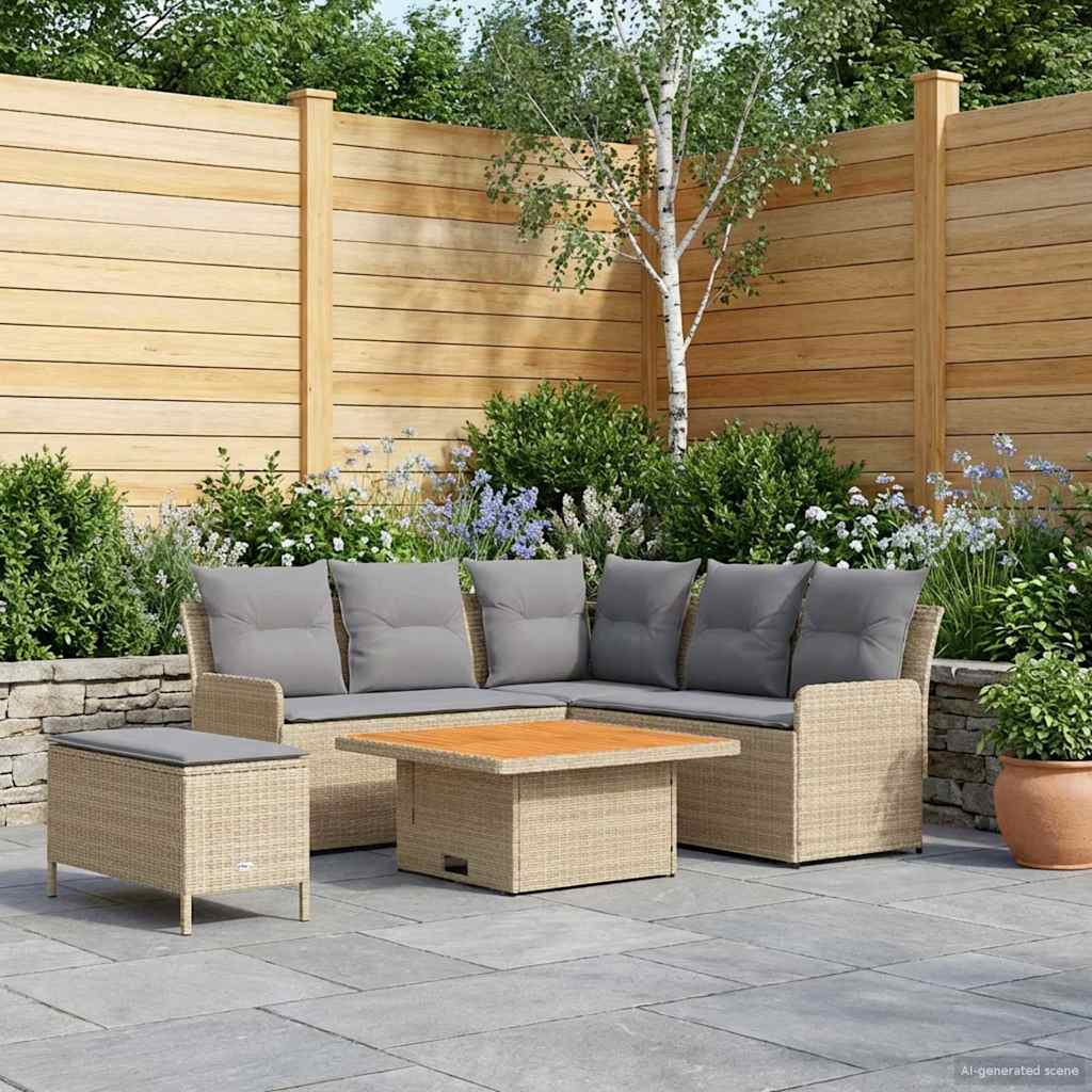 Möbelsets 5 stk. Beige und Hellgrau PE-Rattan