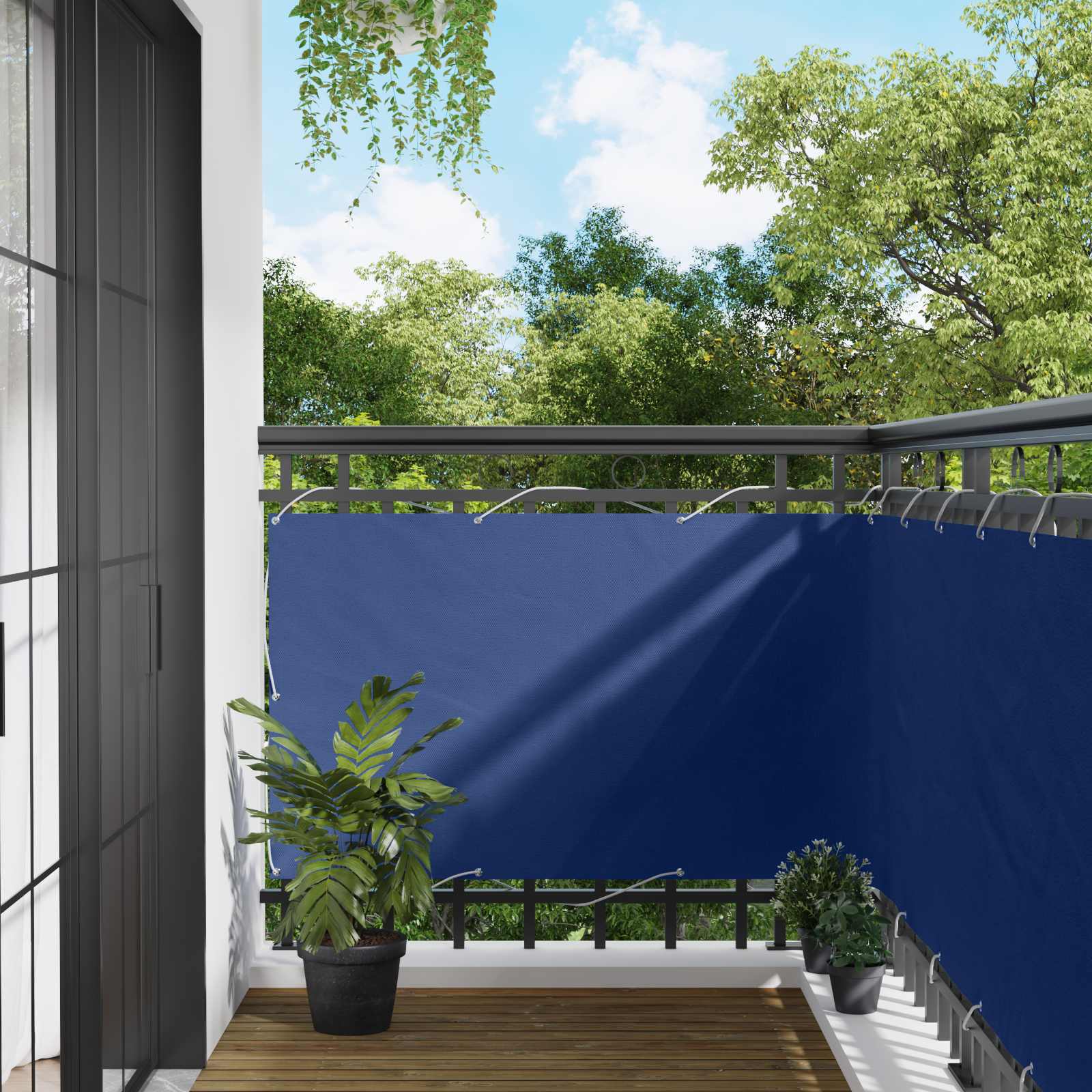 Balkonsichtschutz 100 x 800 cm Oxford-Stoff Rechteckig Blau