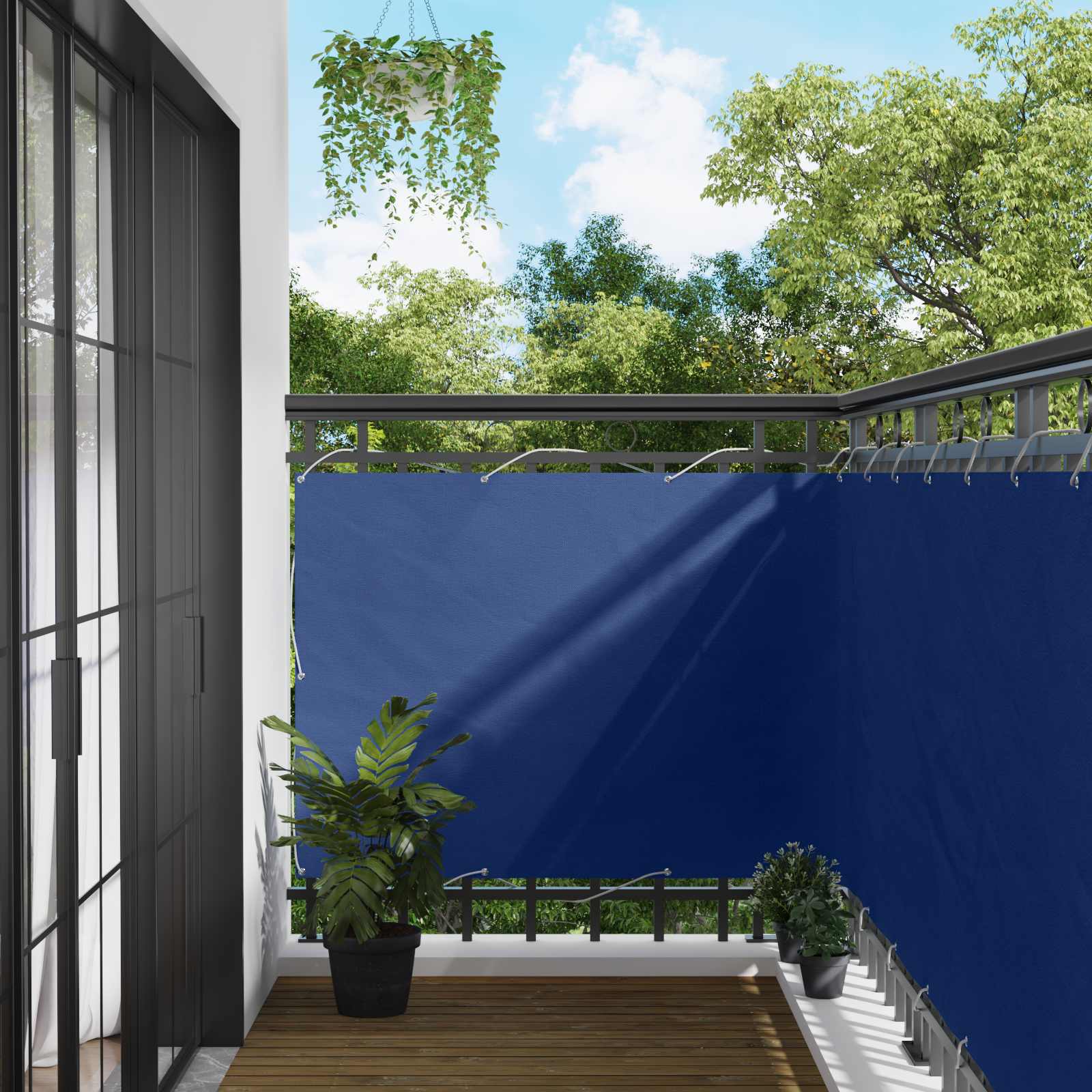 Balkonsichtschutz 110 x 700 cm Oxford-Stoff Rechteckig Blau