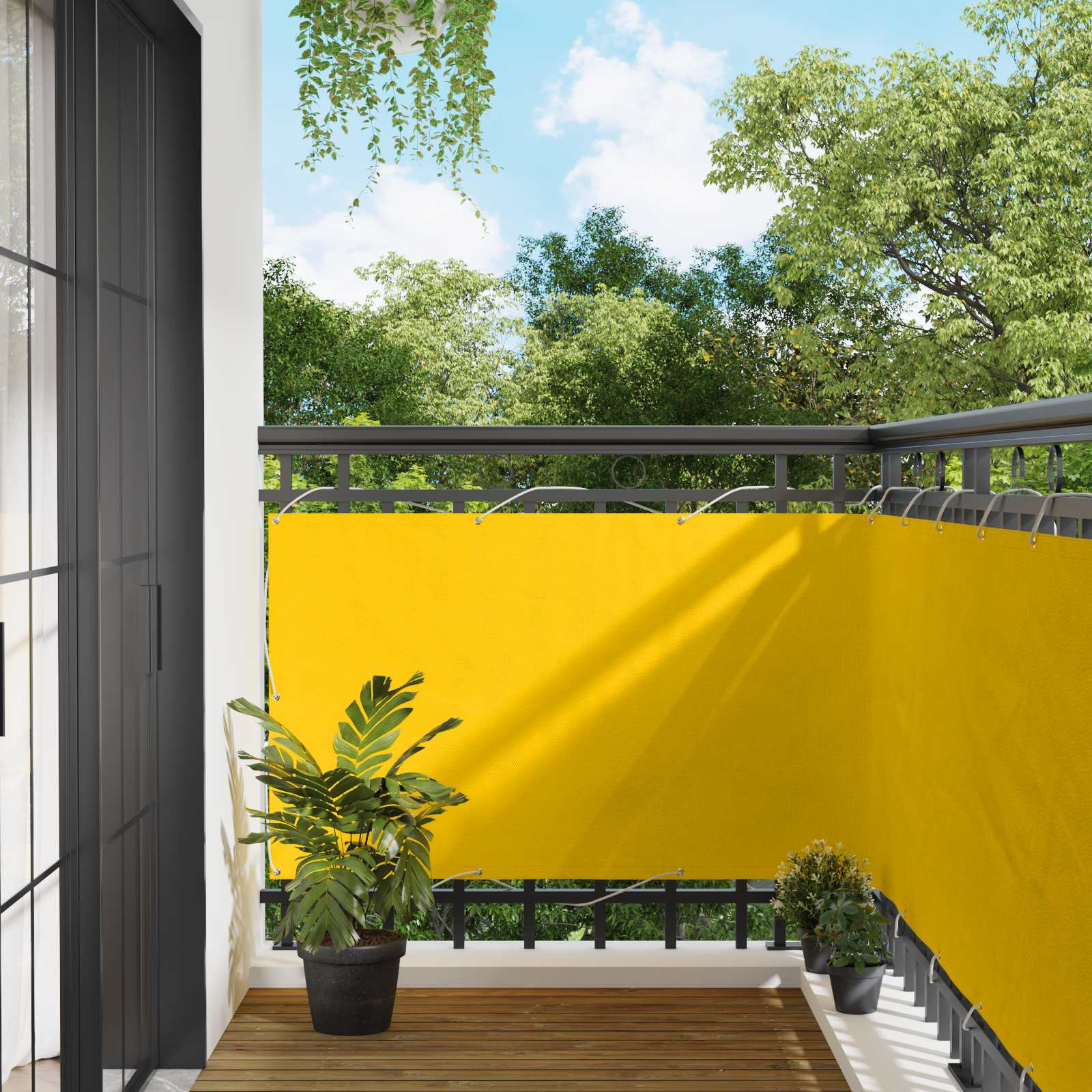 Balkonsichtschutz 100 x 700 cm Oxford-Stoff Rechteckig Gelb