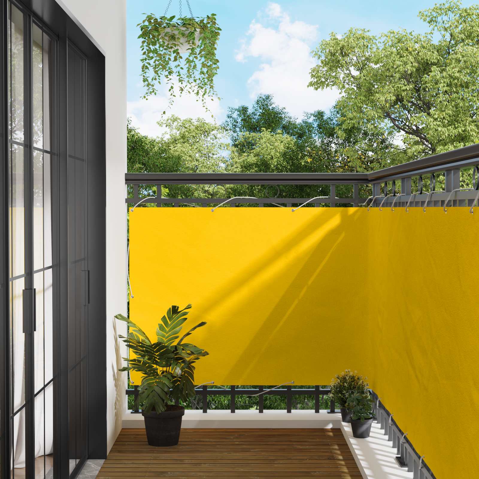 Balkonsichtschutz 110 x 200 cm Oxford-Stoff Rechteckig Gelb