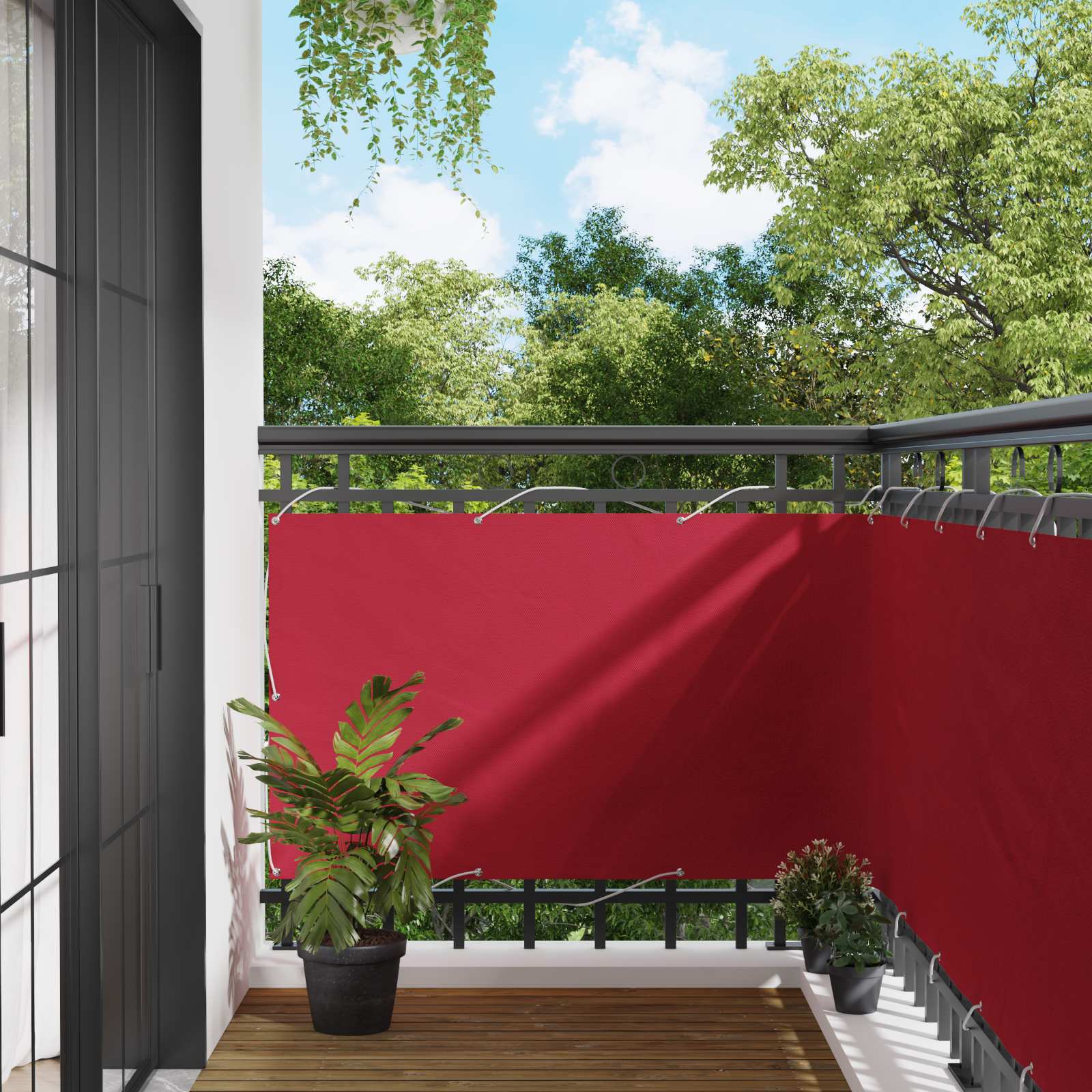 Balkonsichtschutz 100 x 500 cm Oxford-Stoff Rechteckig Rot