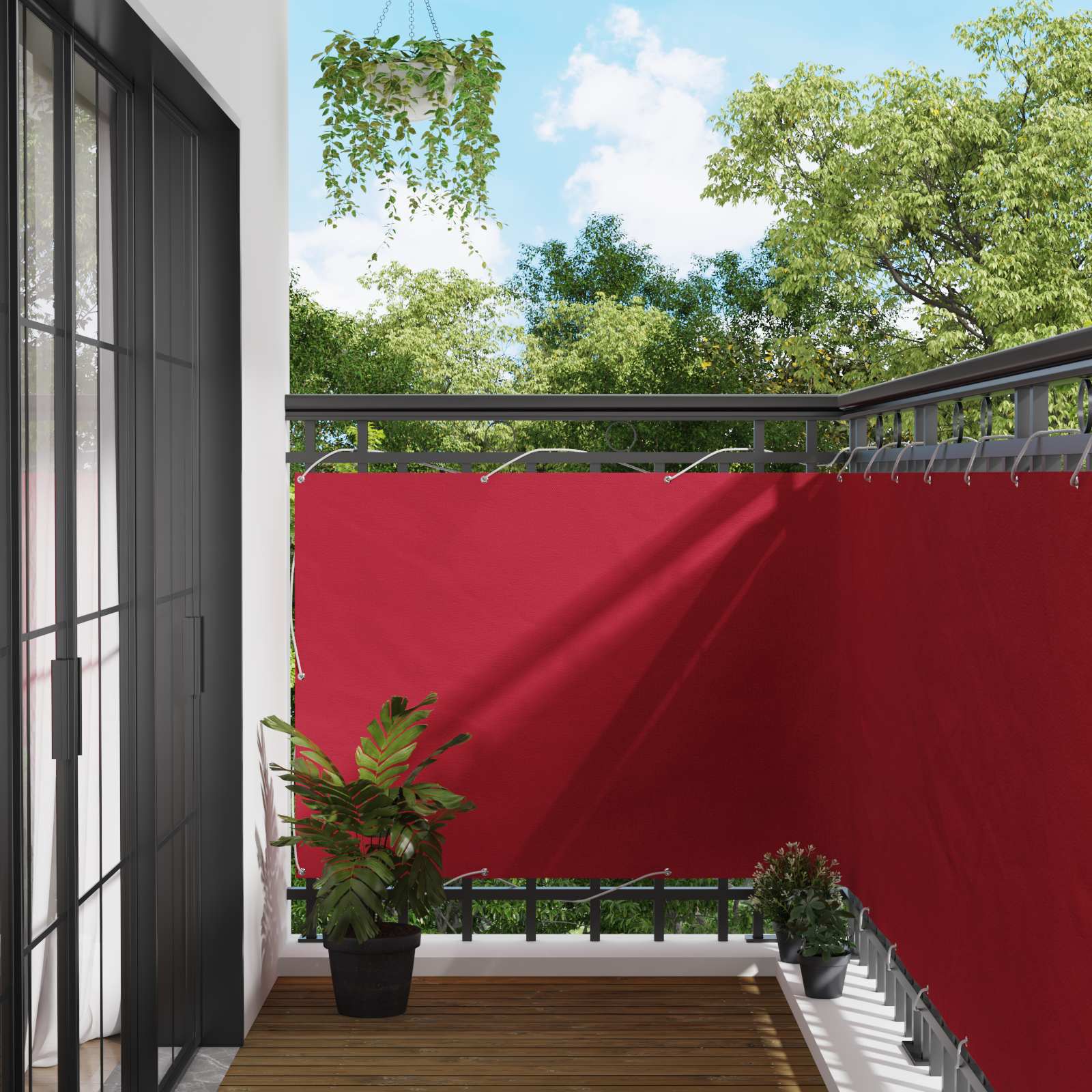 Balkonsichtschutz 110 x 800 cm Oxford-Stoff Rechteckig Rot
