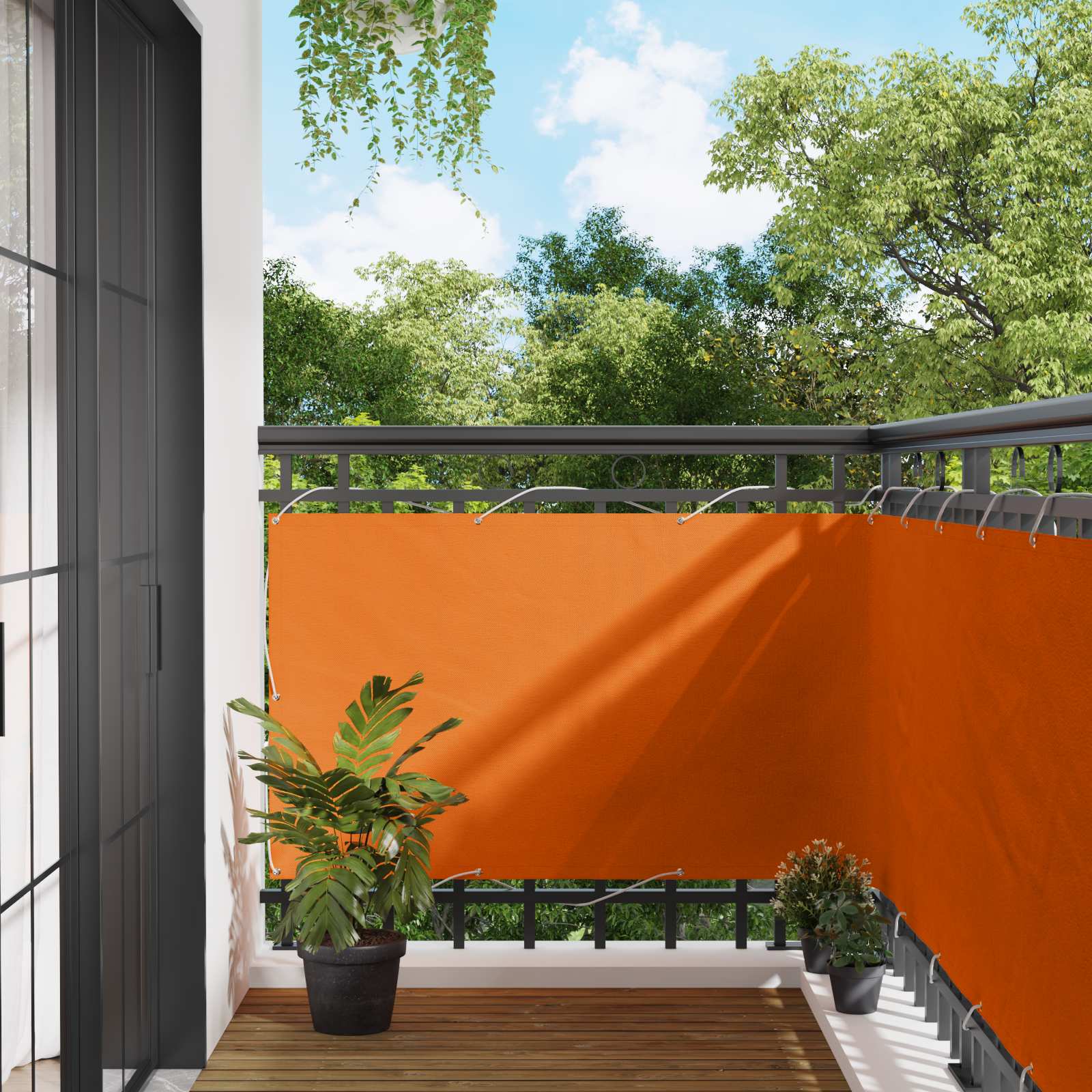 Balkonsichtschutz 100 x 700 cm Oxford-Stoff Rechteckig Orange