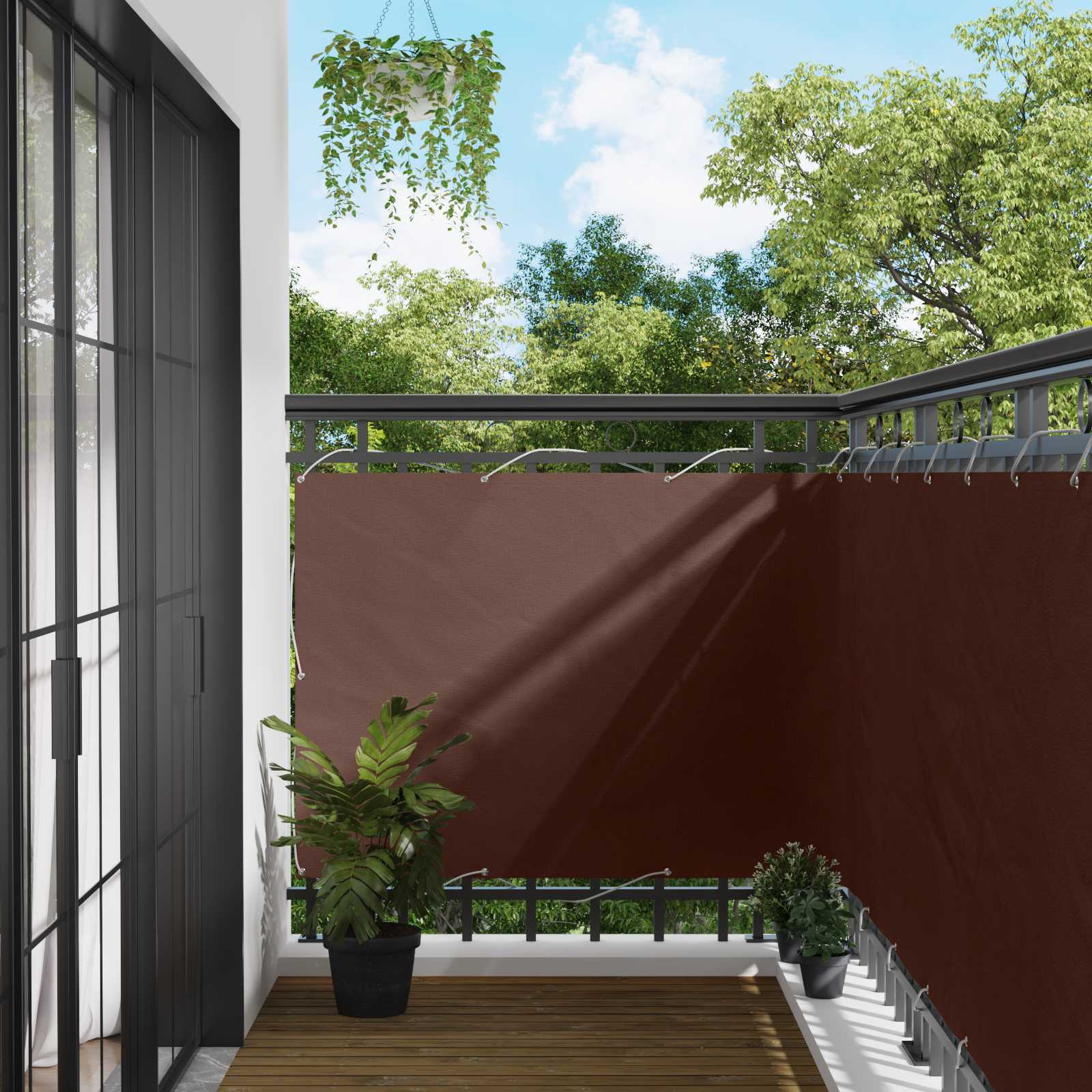 Balkonsichtschutz 110 x 800 cm Oxford-Stoff Rechteckig Braun