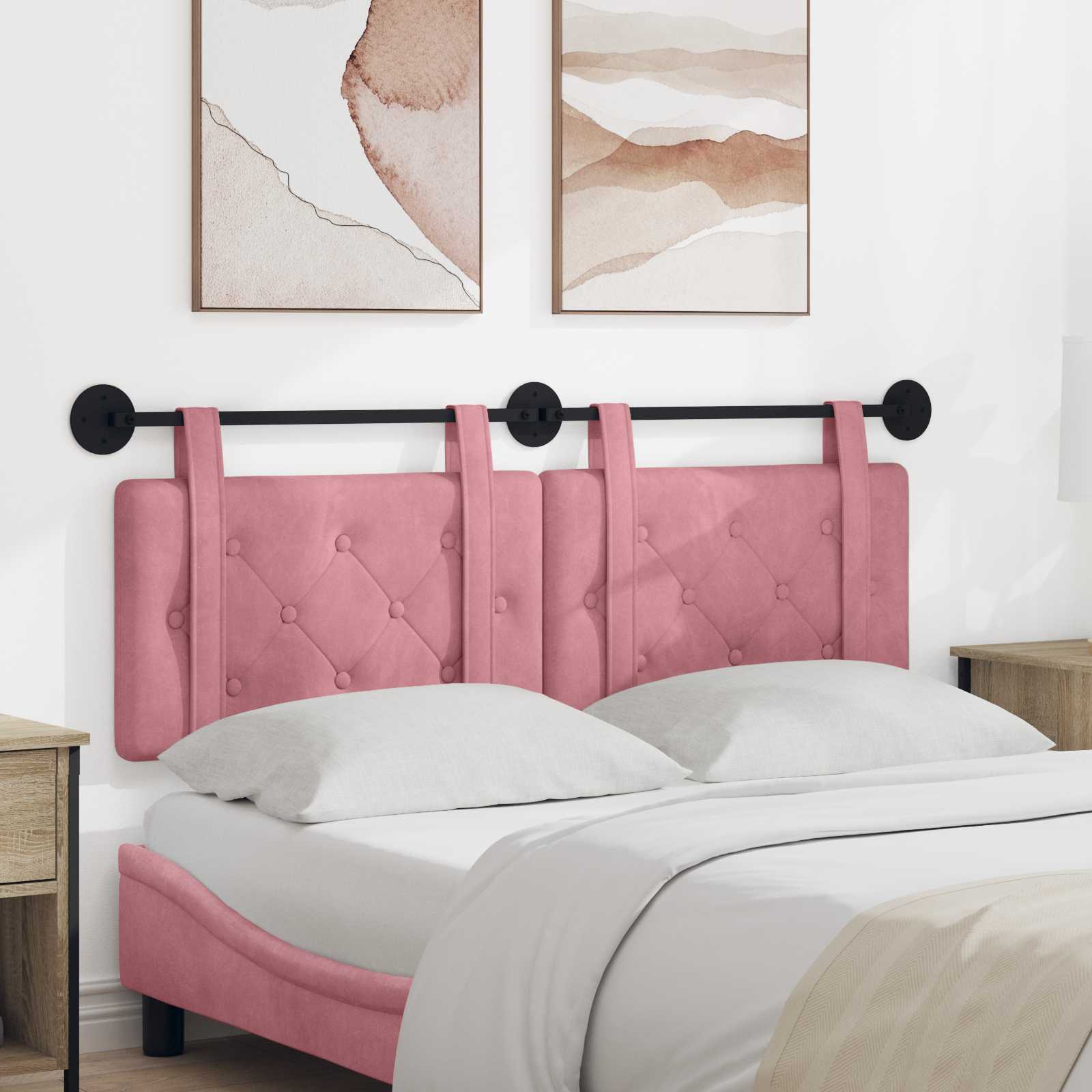 Hängendes Kopfteil Rosa Samt