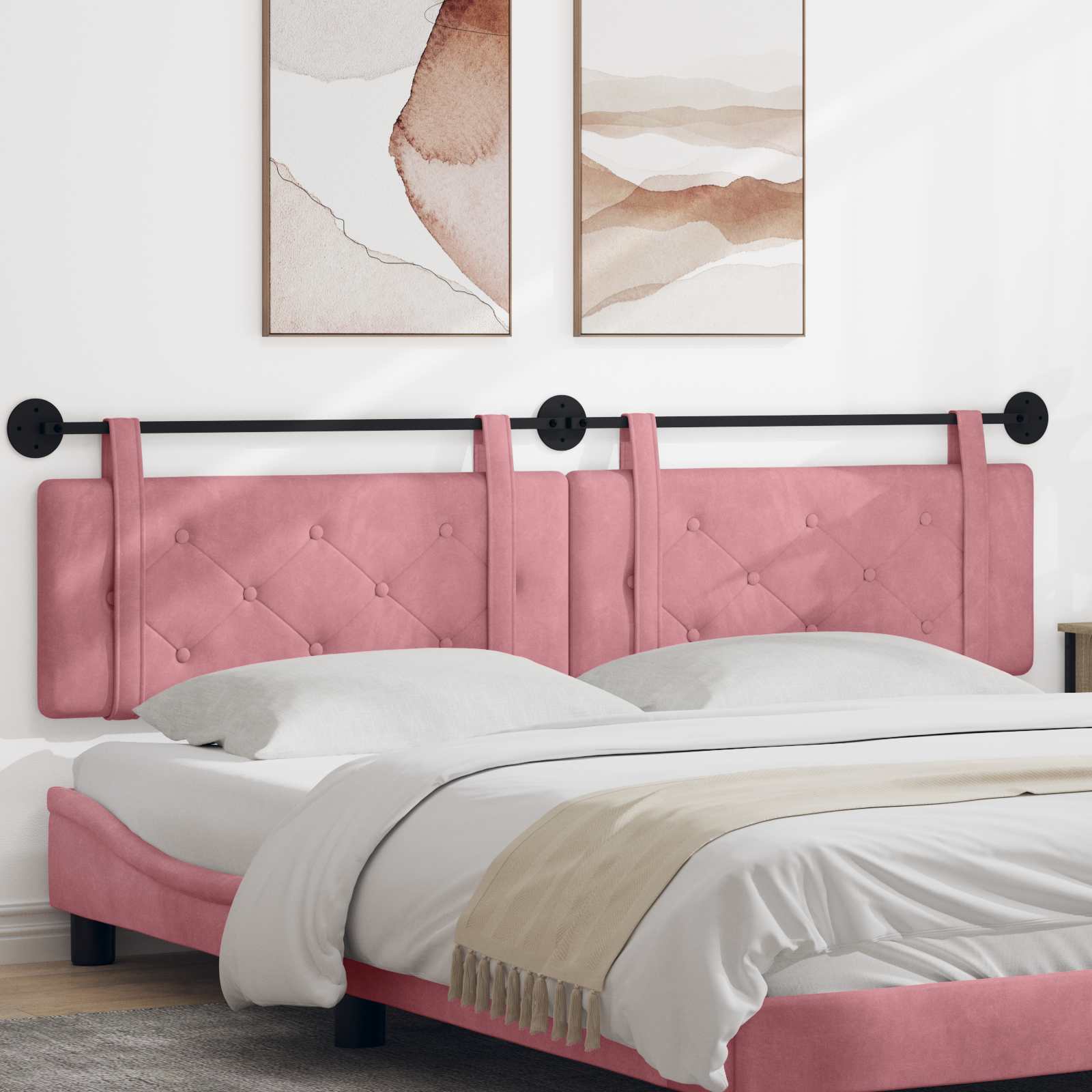 Hängendes Kopfteil Rosa Samt