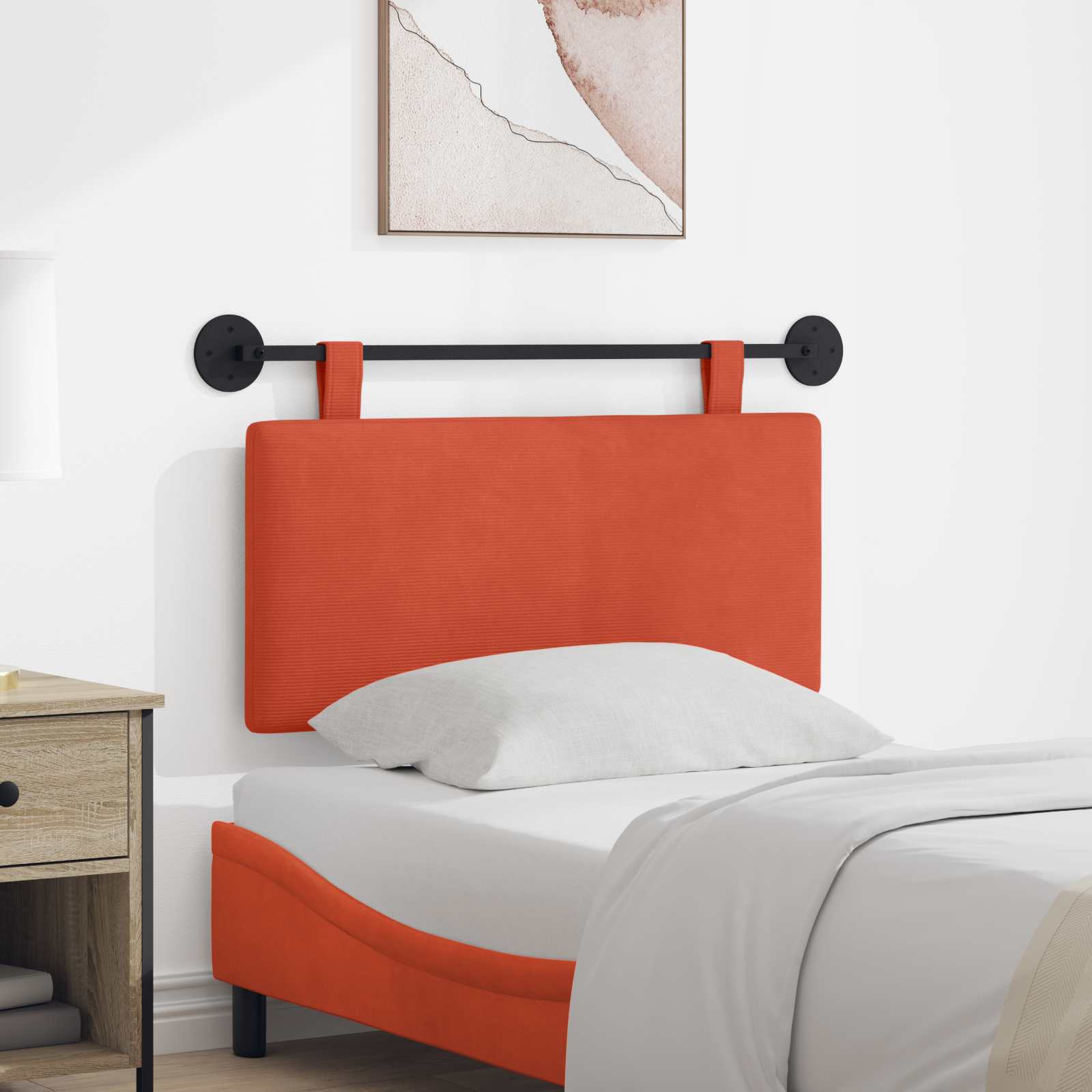 Hängendes Kopfteil Rot-Orange Cordstoff