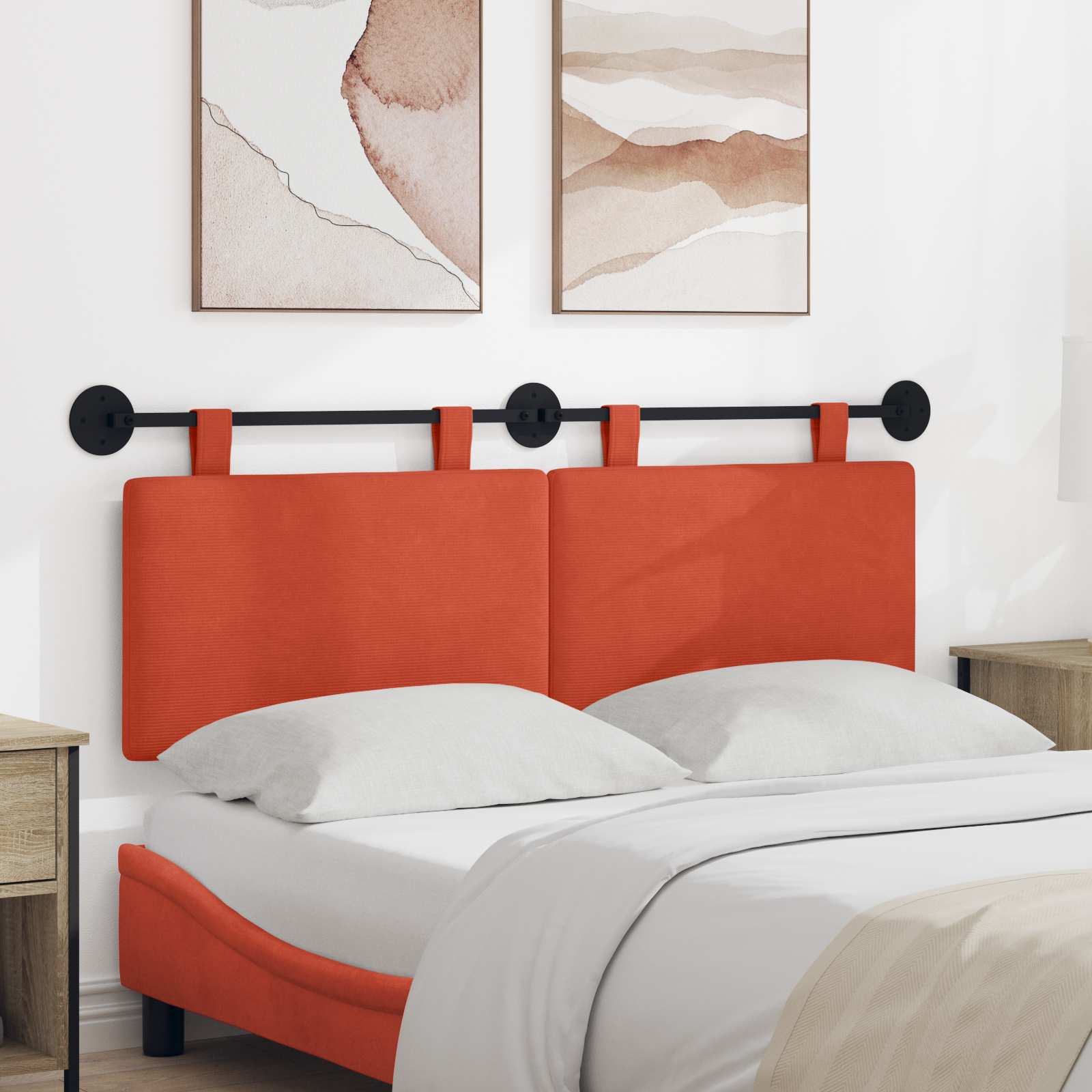 Hängendes Kopfteil Rot-Orange Cordstoff