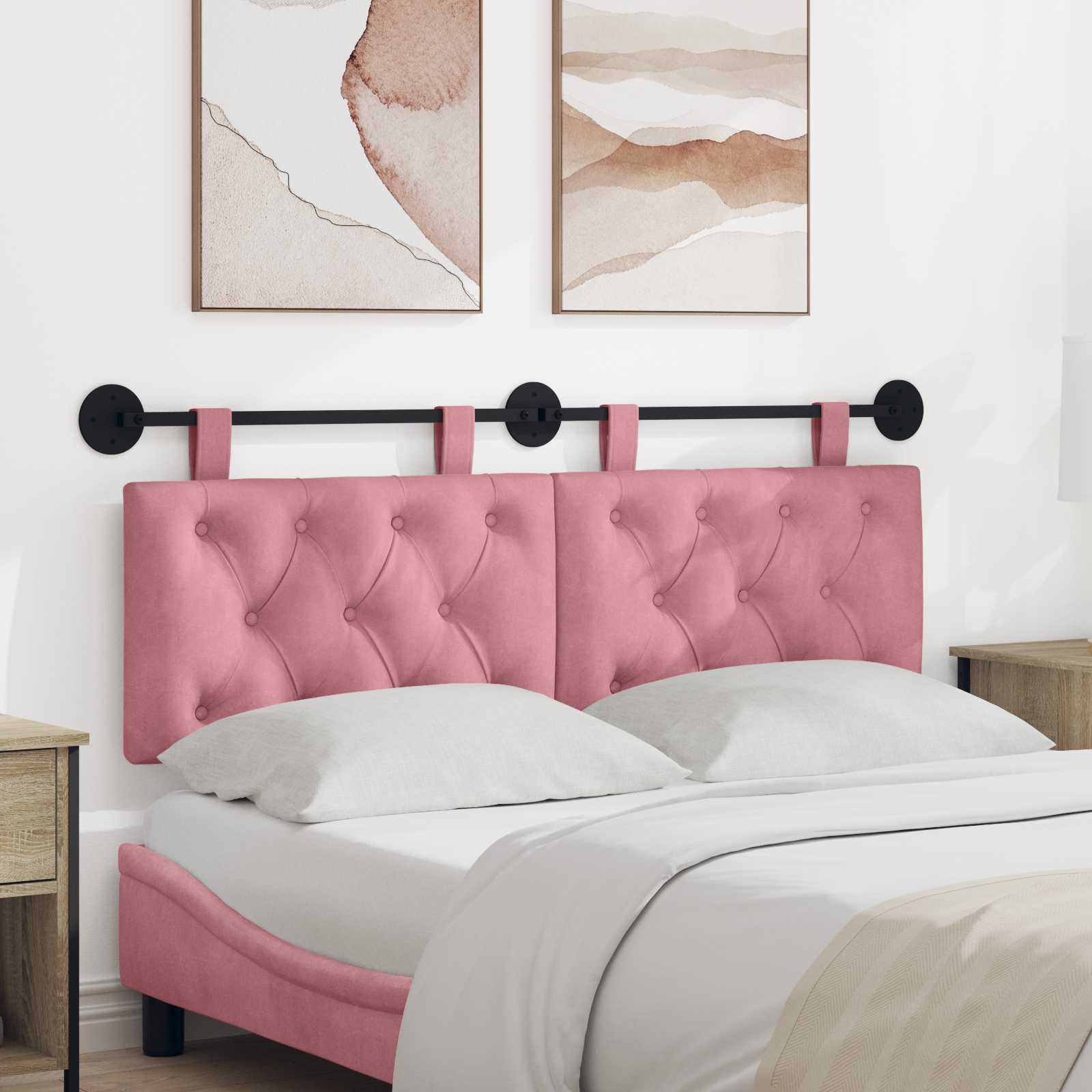 Hängendes Kopfteil Rosa Samt