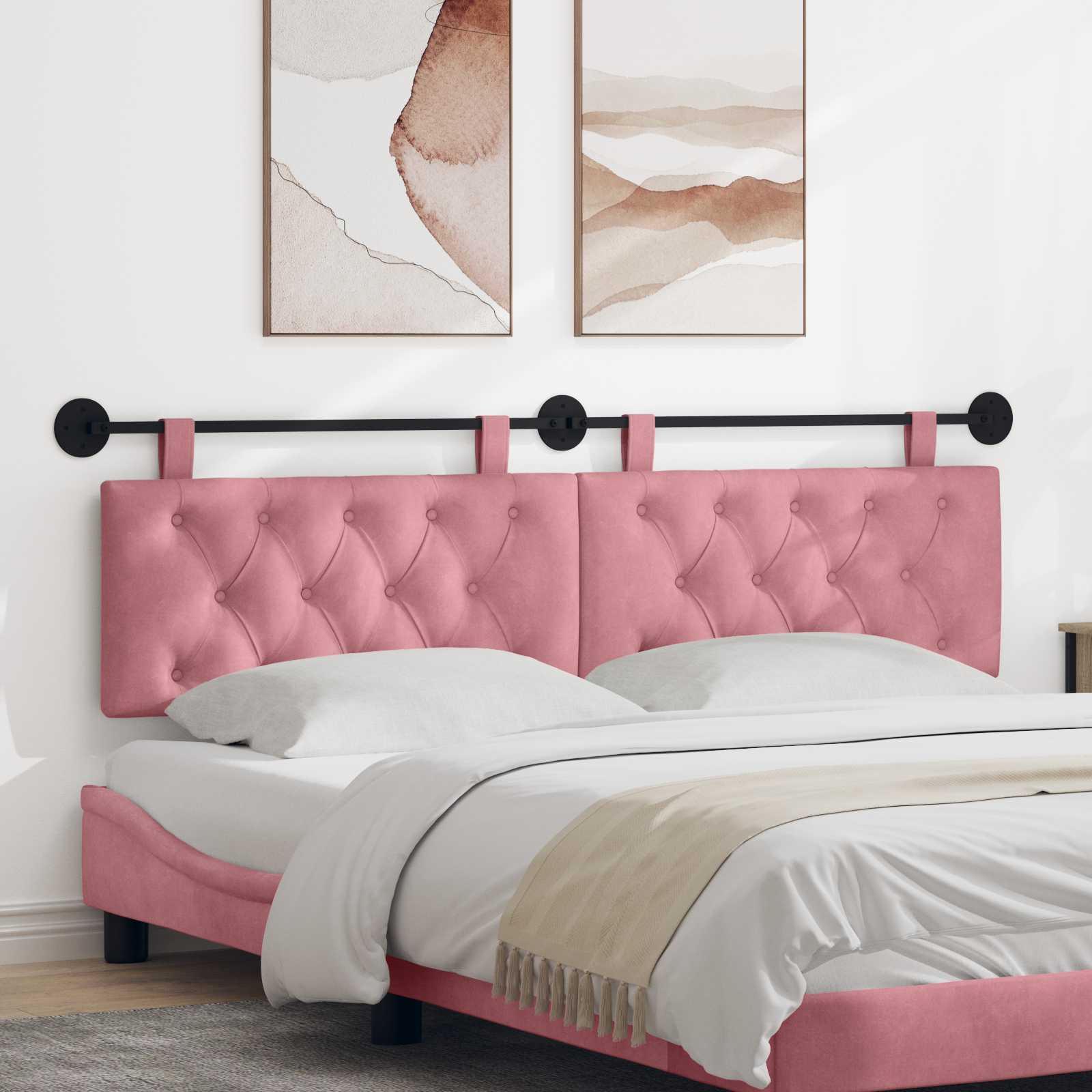 Hängendes Kopfteil Rosa Samt