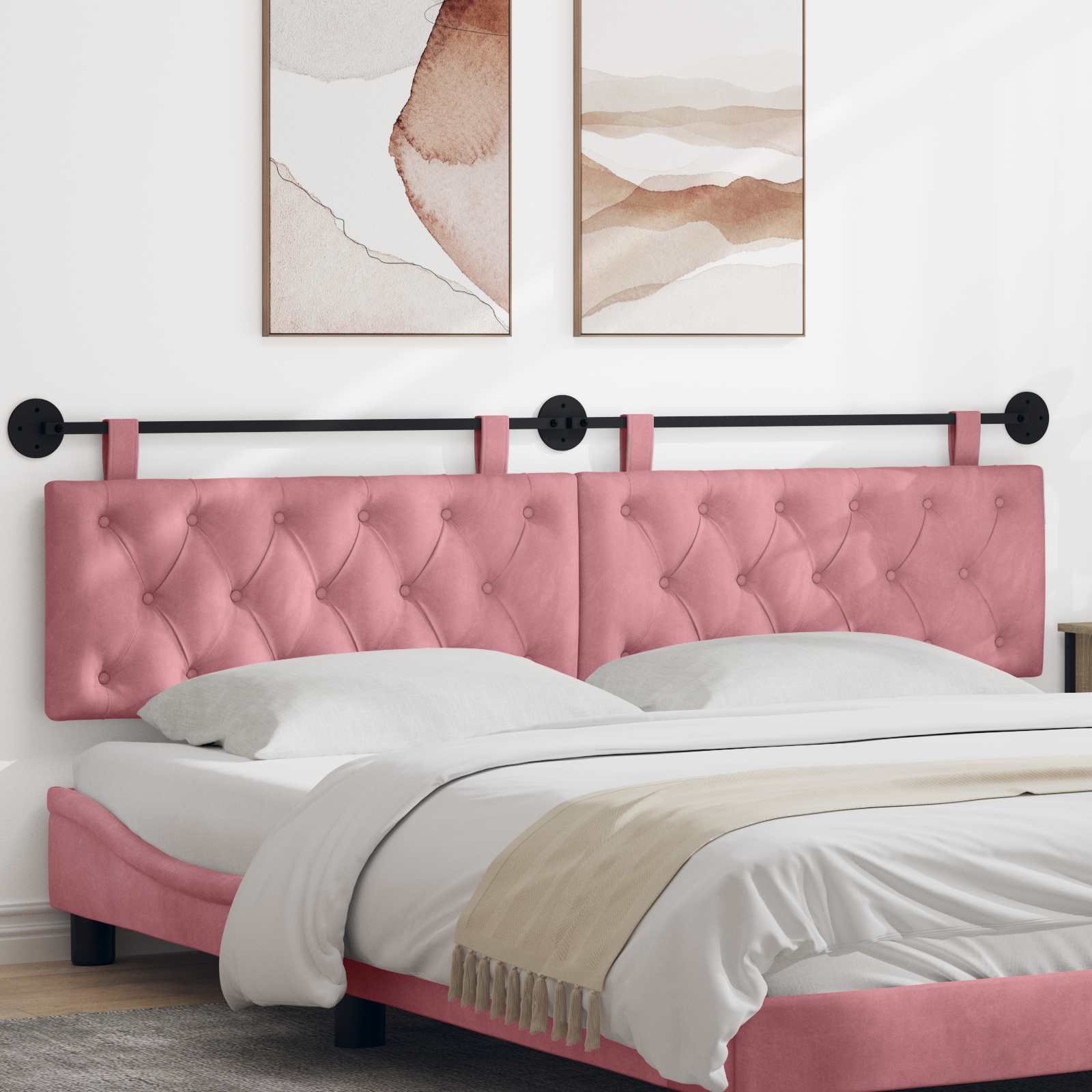 Hängendes Kopfteil Rosa Samt