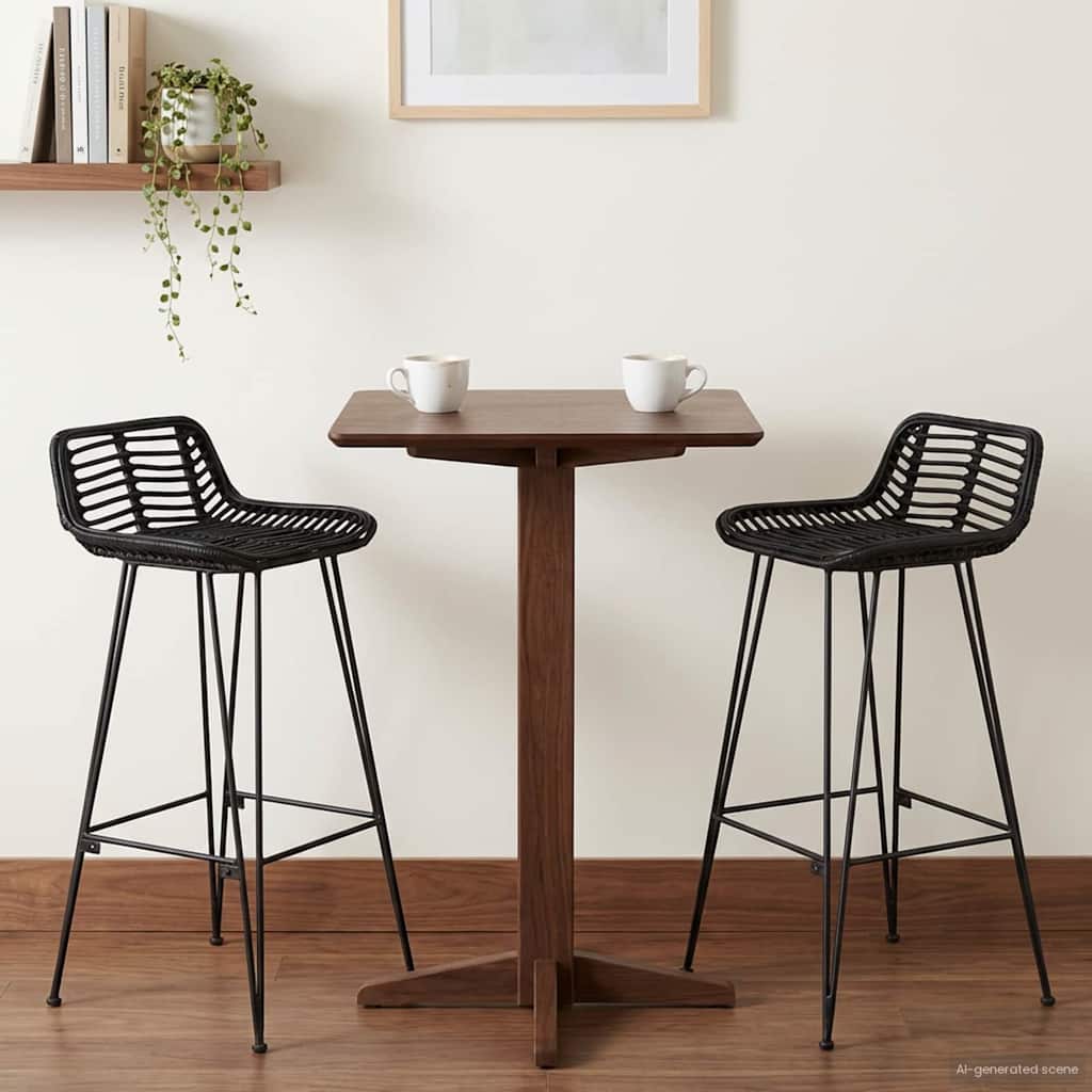 Barhocker 2 pcs Schwarz 44 x 46 x 91 cm Rattan und Stahl