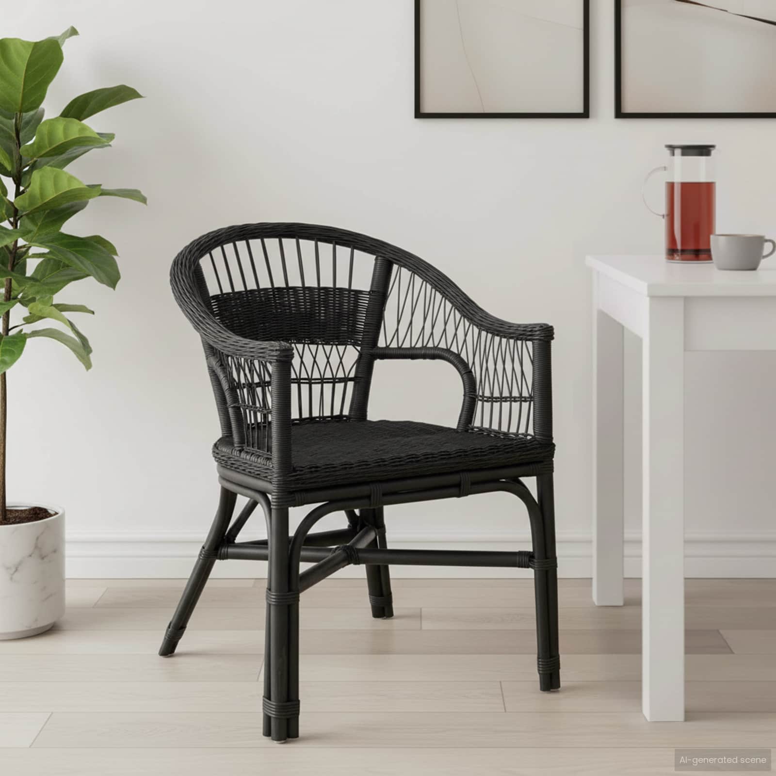 Stapelstuhl Rattan Schwarz 60 x 60 x 81 cm