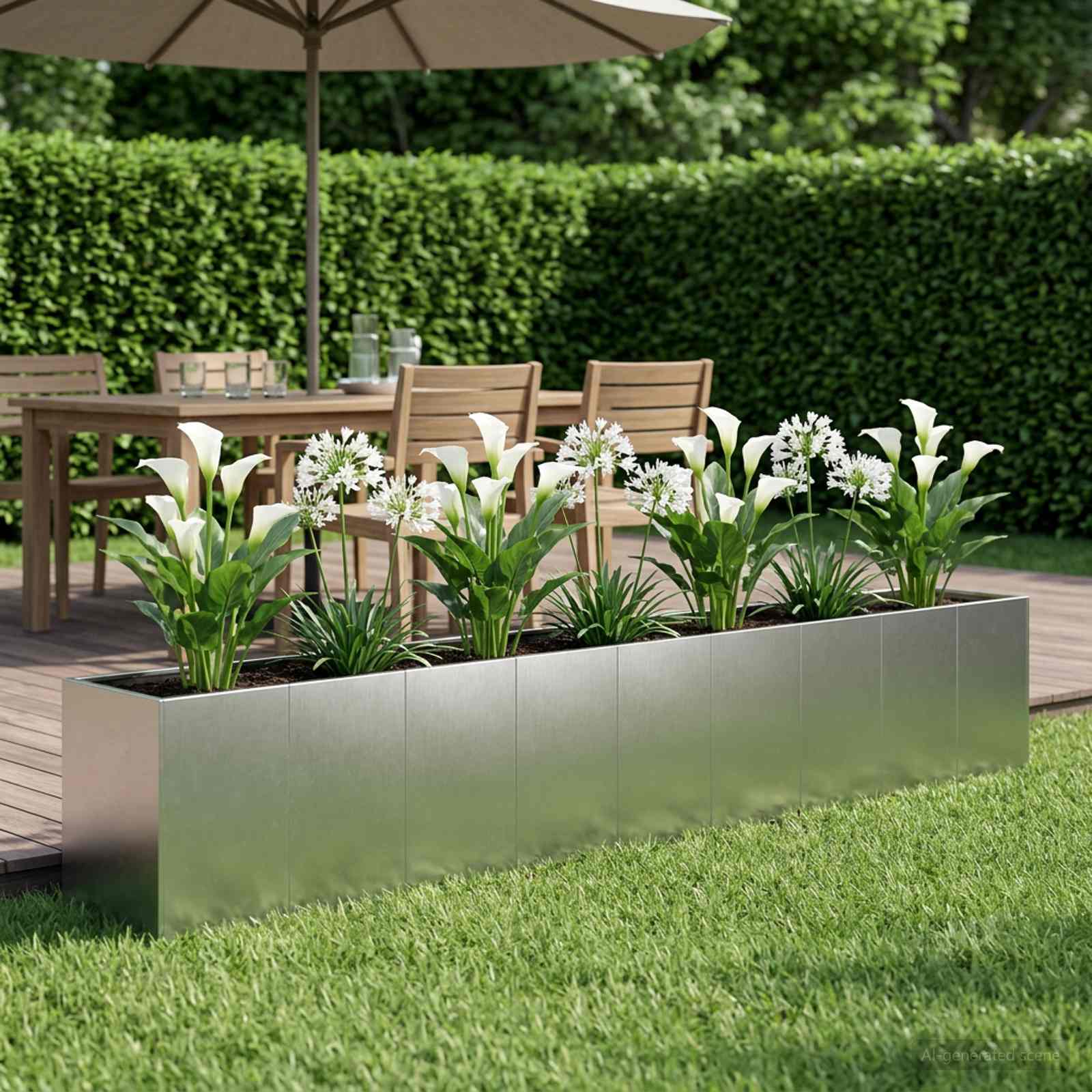 Garten-Pflanzgefäß Silber 360 x 40 x 60 cm Edelstahl