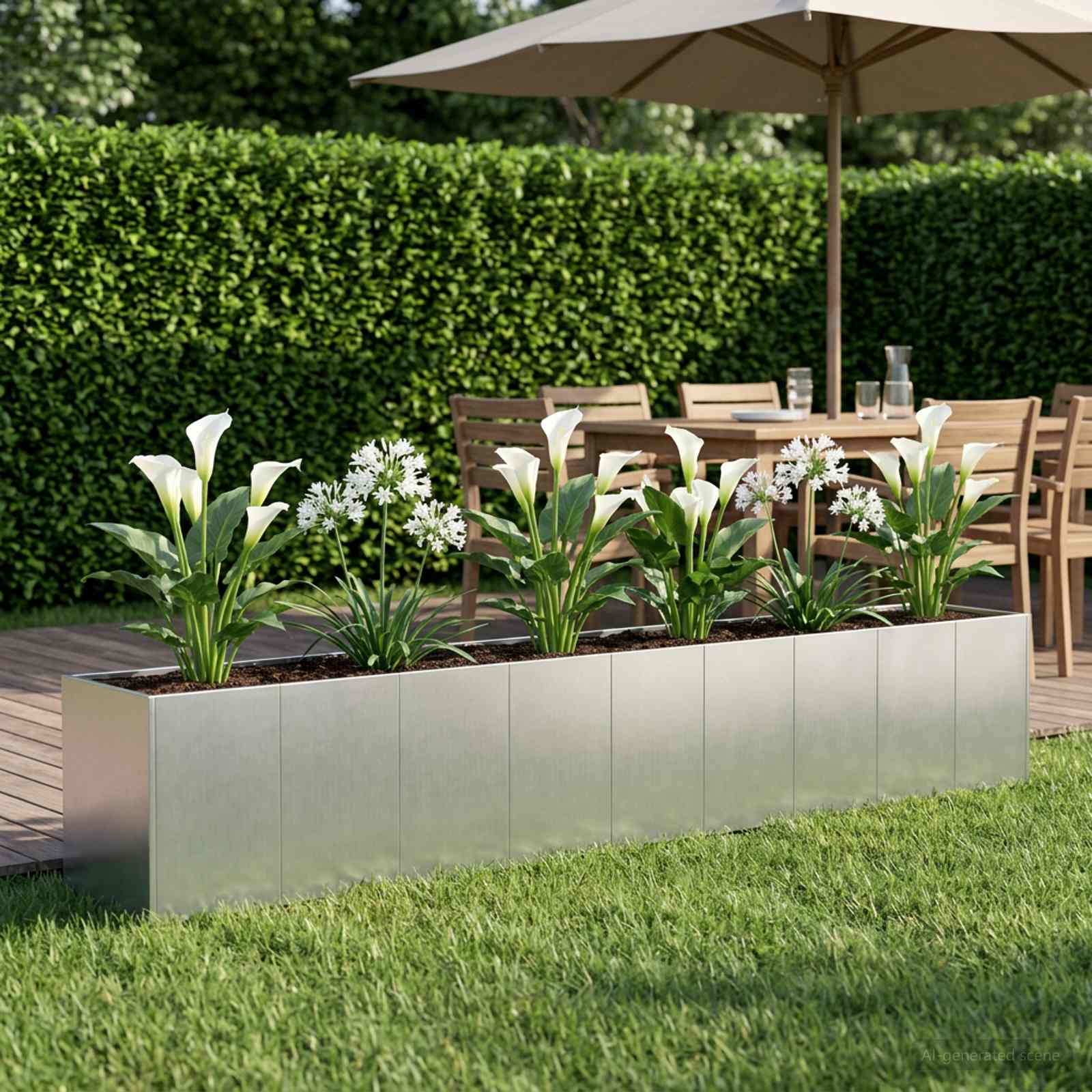 Garten-Pflanzgefäß Silber 360 x 40 x 60 cm Verzinkter Stahl