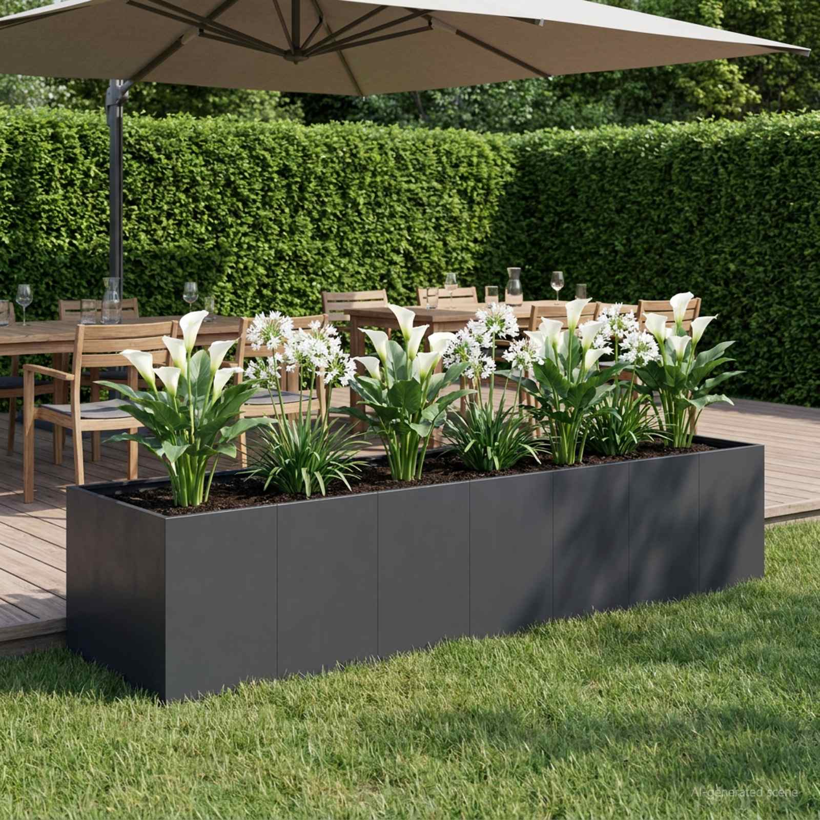 Garten-Pflanzgefäß Schwarz 280 x 80 x 60 cm Kaltgewalzter Stahl