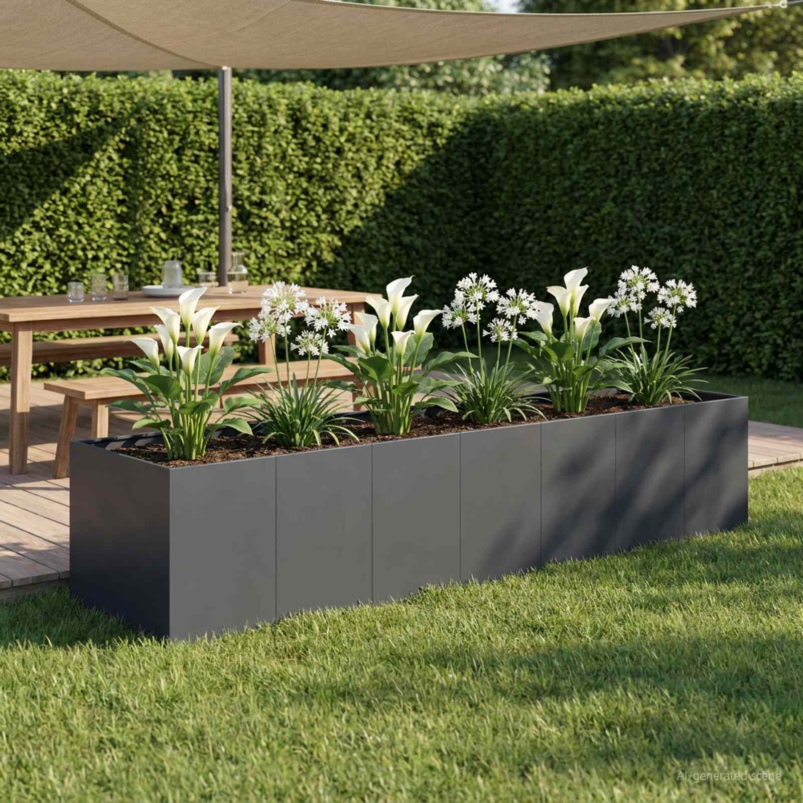 Garten-Pflanzgefäß Anthrazit 280 x 80 x 60 cm