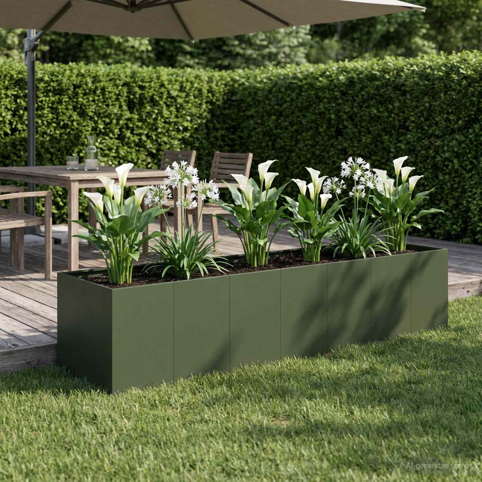 Garten-Pflanzgefäß Olivgrün 280 x 80 x 60 cm