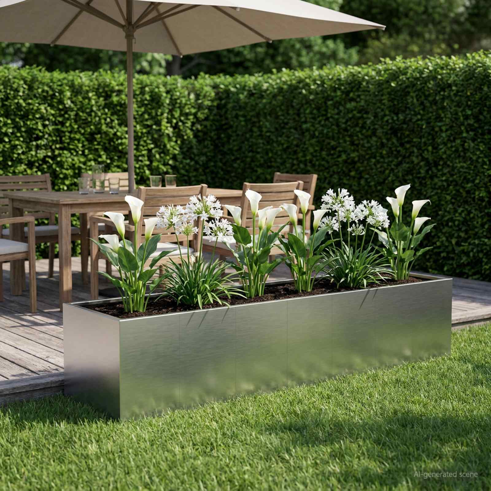 Garten-Pflanzgefäß Silber 280 x 80 x 60 cm Edelstahl