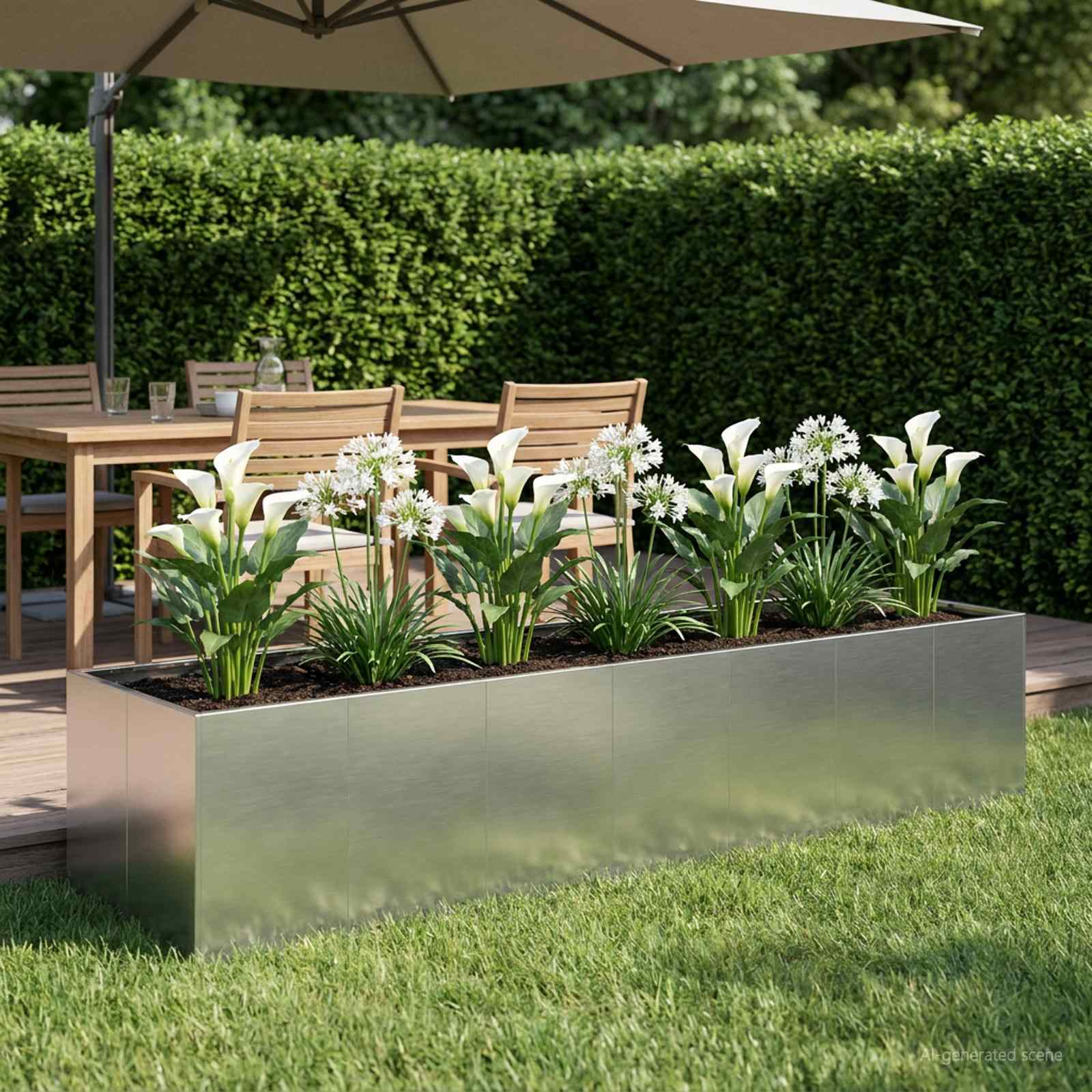 Garten-Pflanzgefäß Silber 280 x 80 x 60 cm Verzinkter Stahl