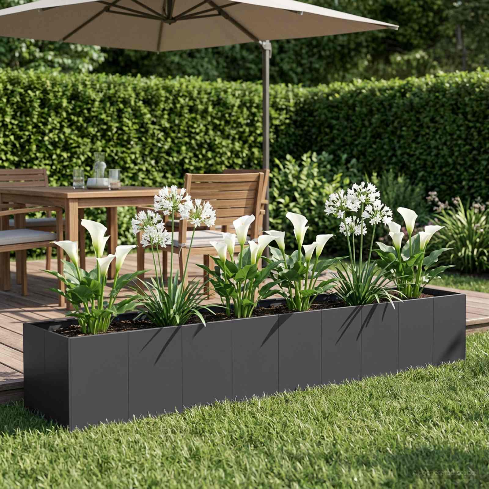 Garten-Pflanzgefäß Schwarz 360 x 80 x 60 cm Kaltgewalzter Stahl