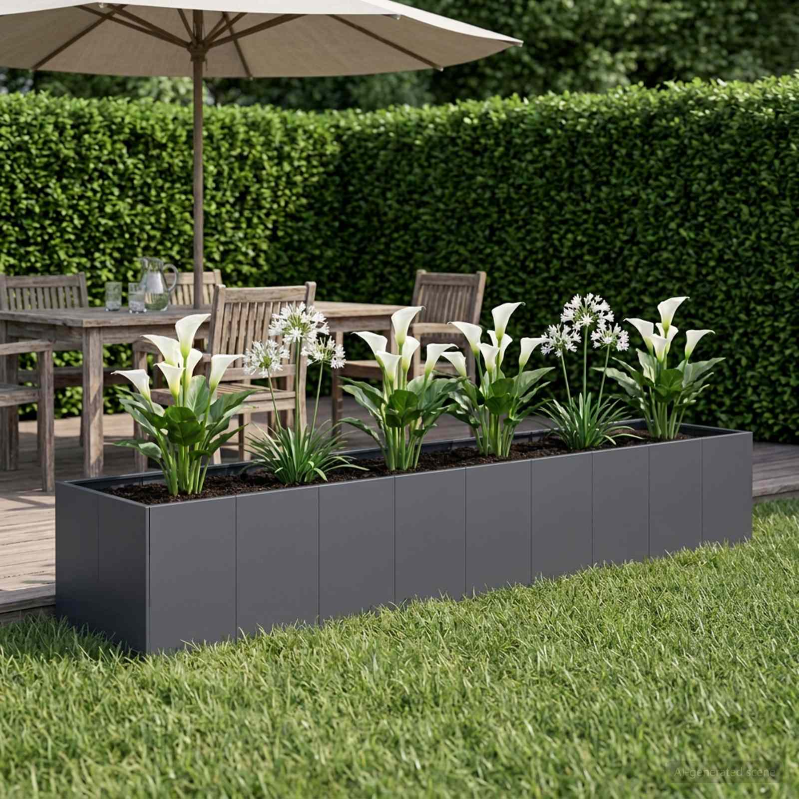 Garten-Pflanzgefäß Anthrazit 360 x 80 x 60 cm