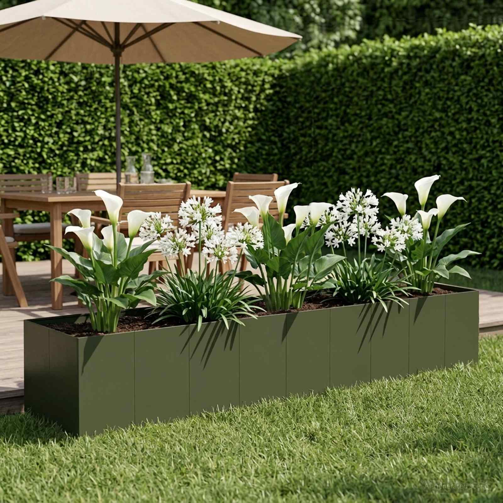 Garten-Pflanzgefäß Olivgrün 360 x 80 x 60 cm