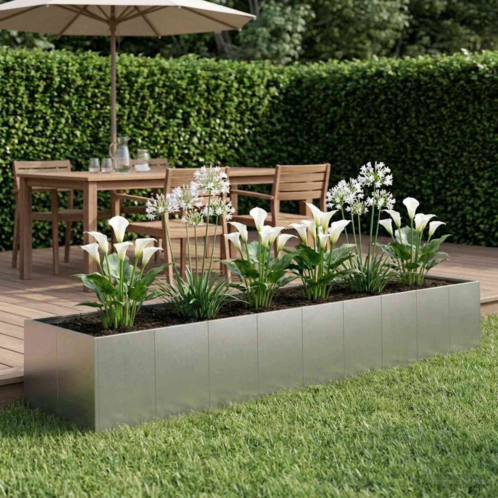 Garten-Pflanzgefäß Silber 360 x 80 x 60 cm Edelstahl