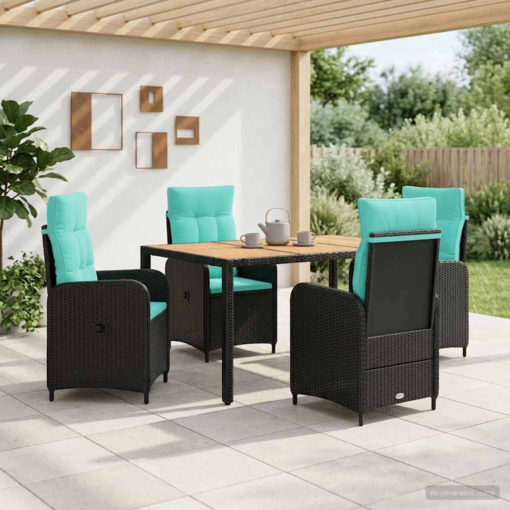 Outdoortisch-Set 5 stk. PE Rattan und pulverbeschichteter Stahl