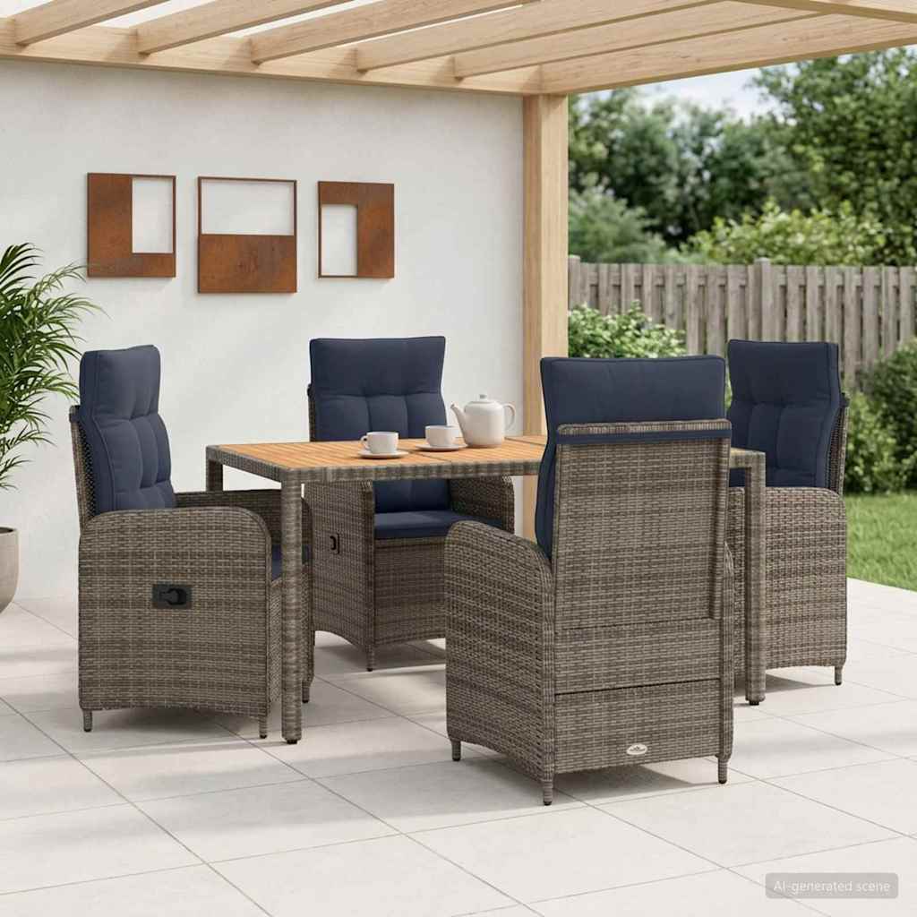 Outdoortisch-Set 5 stk. PE Rattan und pulverbeschichteter Stahl