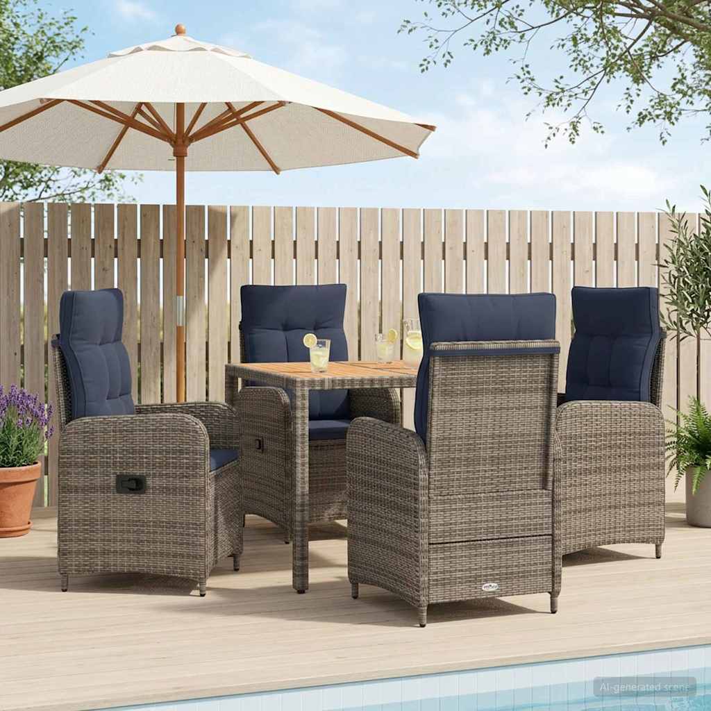 Outdoortisch-Set 5 stk. PE Rattan und pulverbeschichteter Stahl