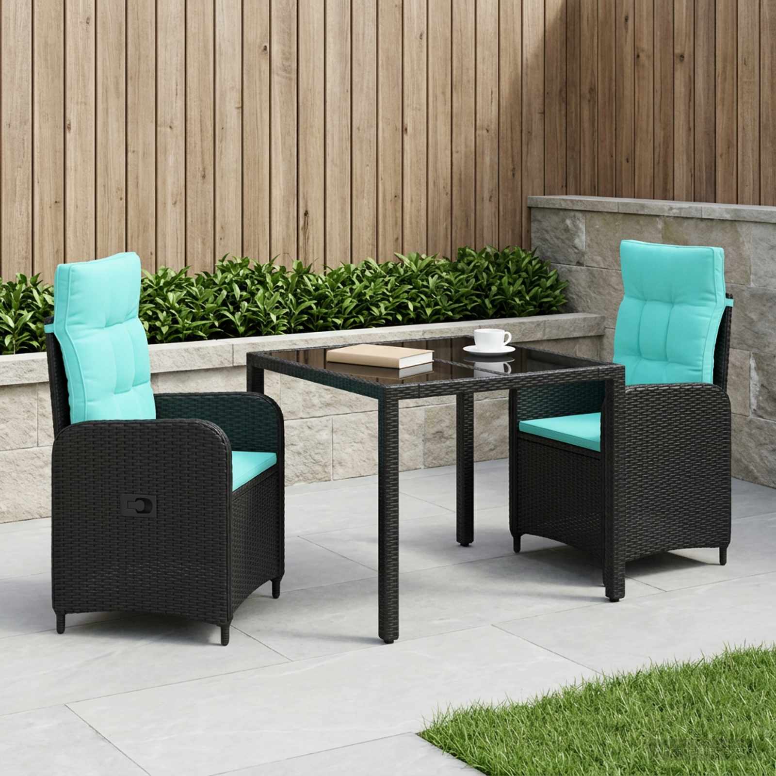 Outdoortisch-Set 3 stk. Poly-Rattan