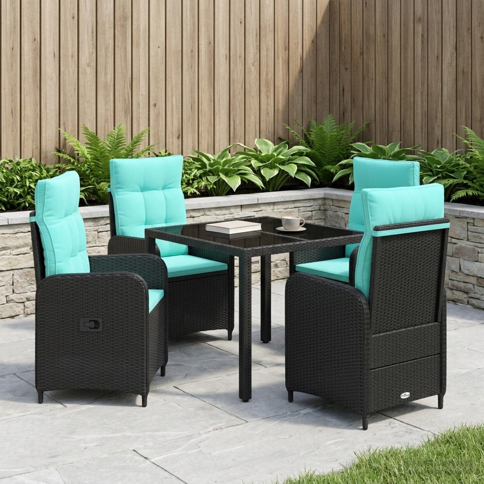 Outdoortisch-Set 5 stk. Poly-Rattan