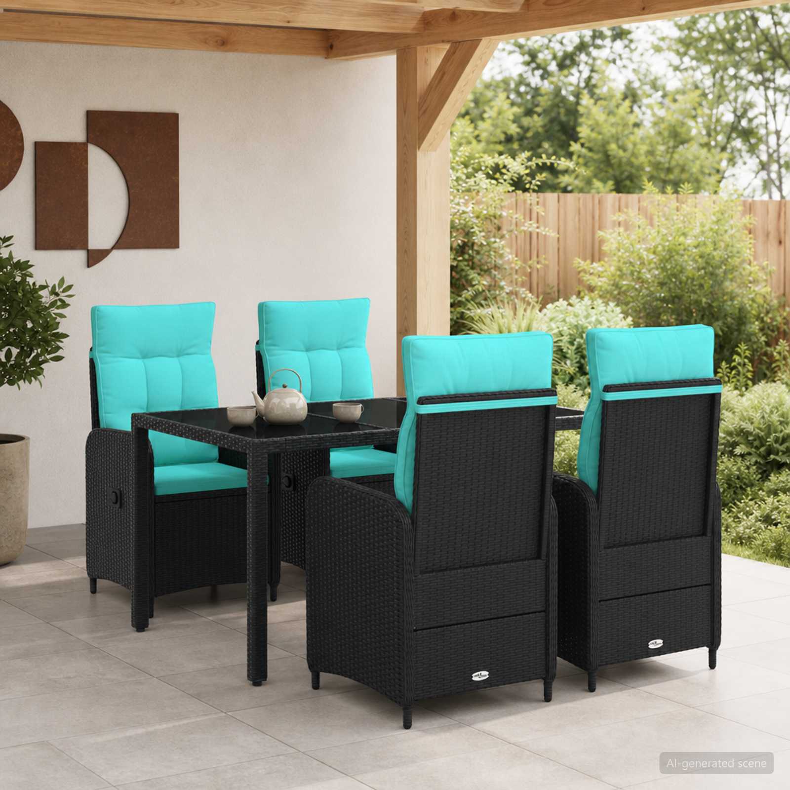 Outdoortisch-Set 5 stk. Poly-Rattan