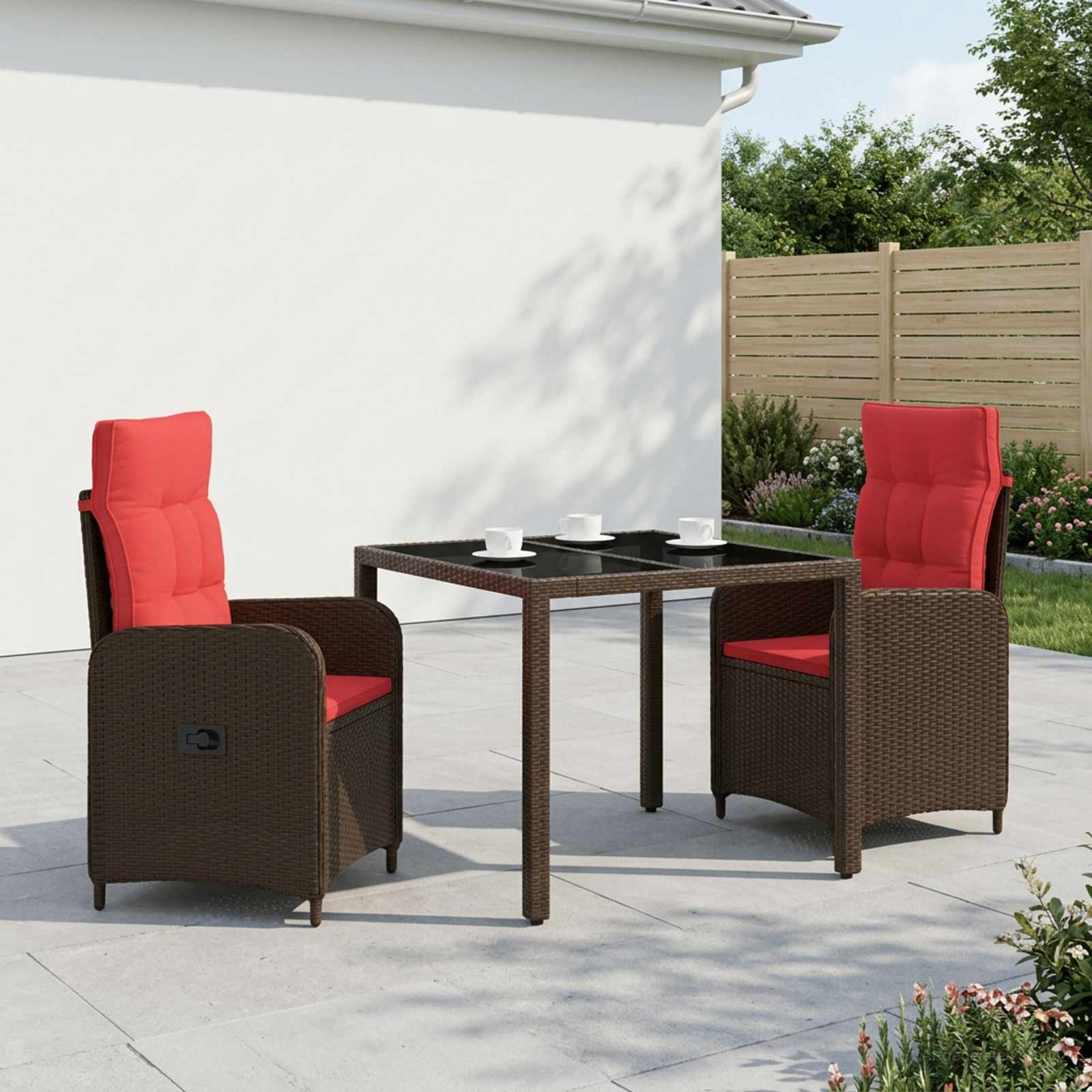 Outdoortisch-Set 3 stk. Poly-Rattan