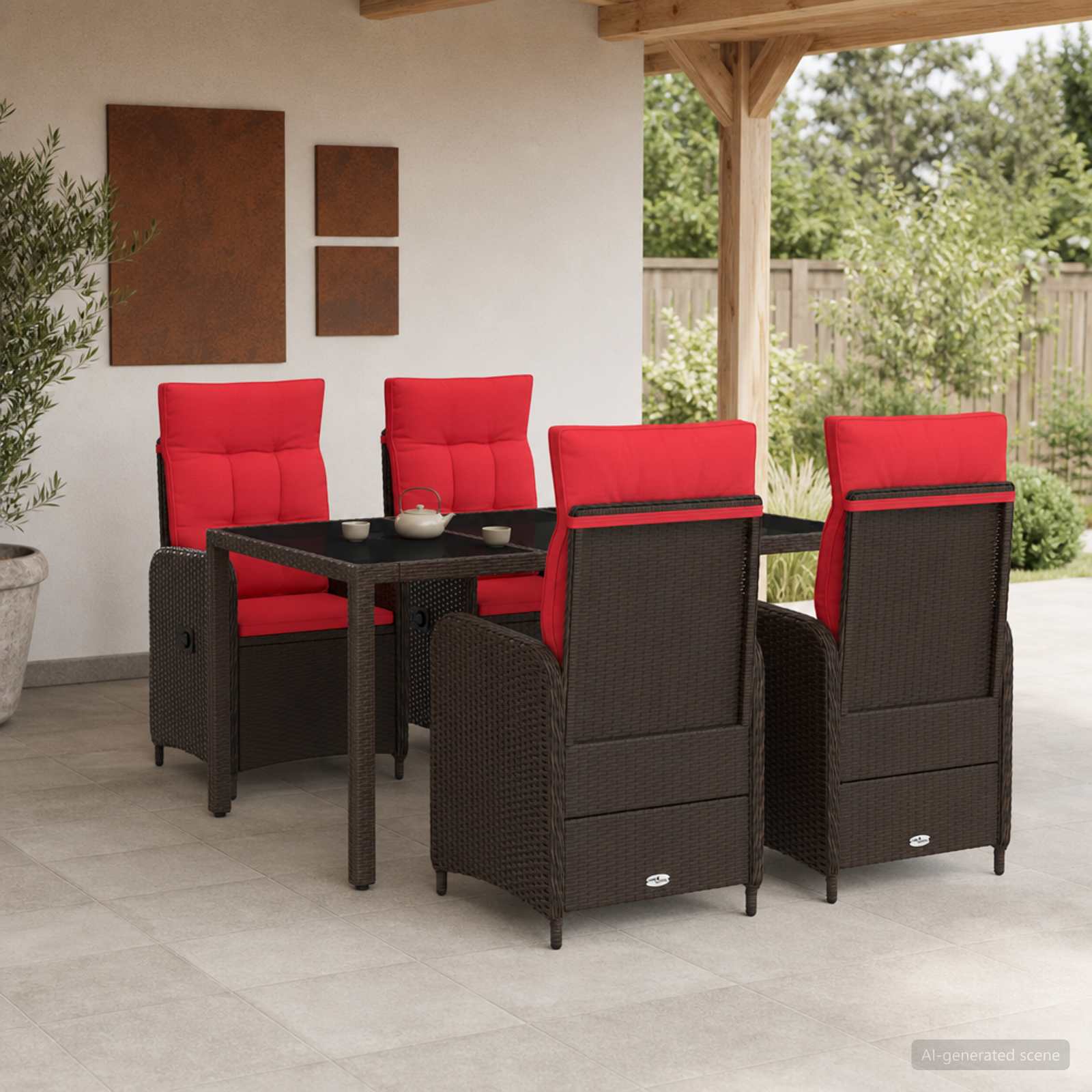 Outdoortisch-Set 5 stk. Poly-Rattan