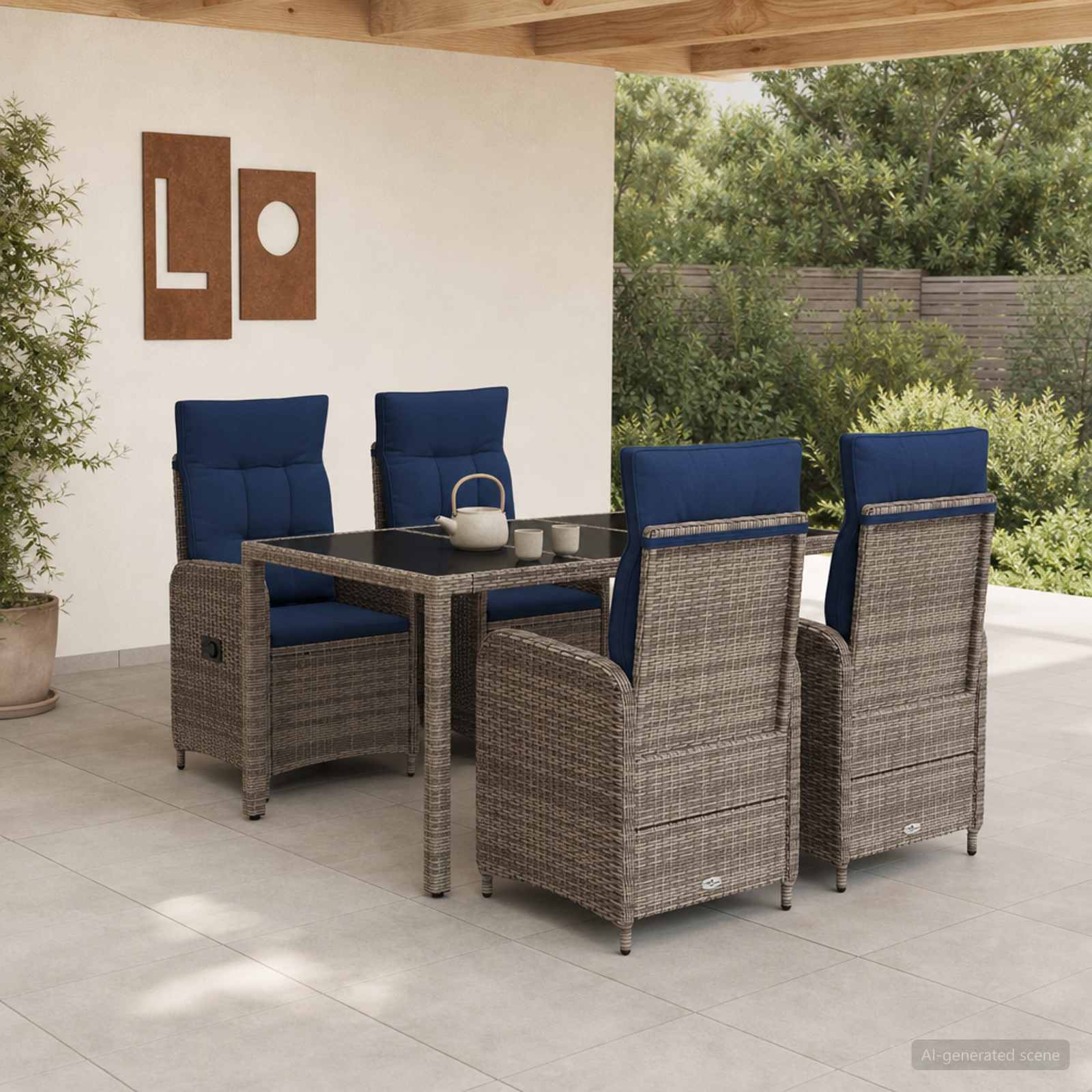 Outdoortisch-Set 5 stk. Poly-Rattan