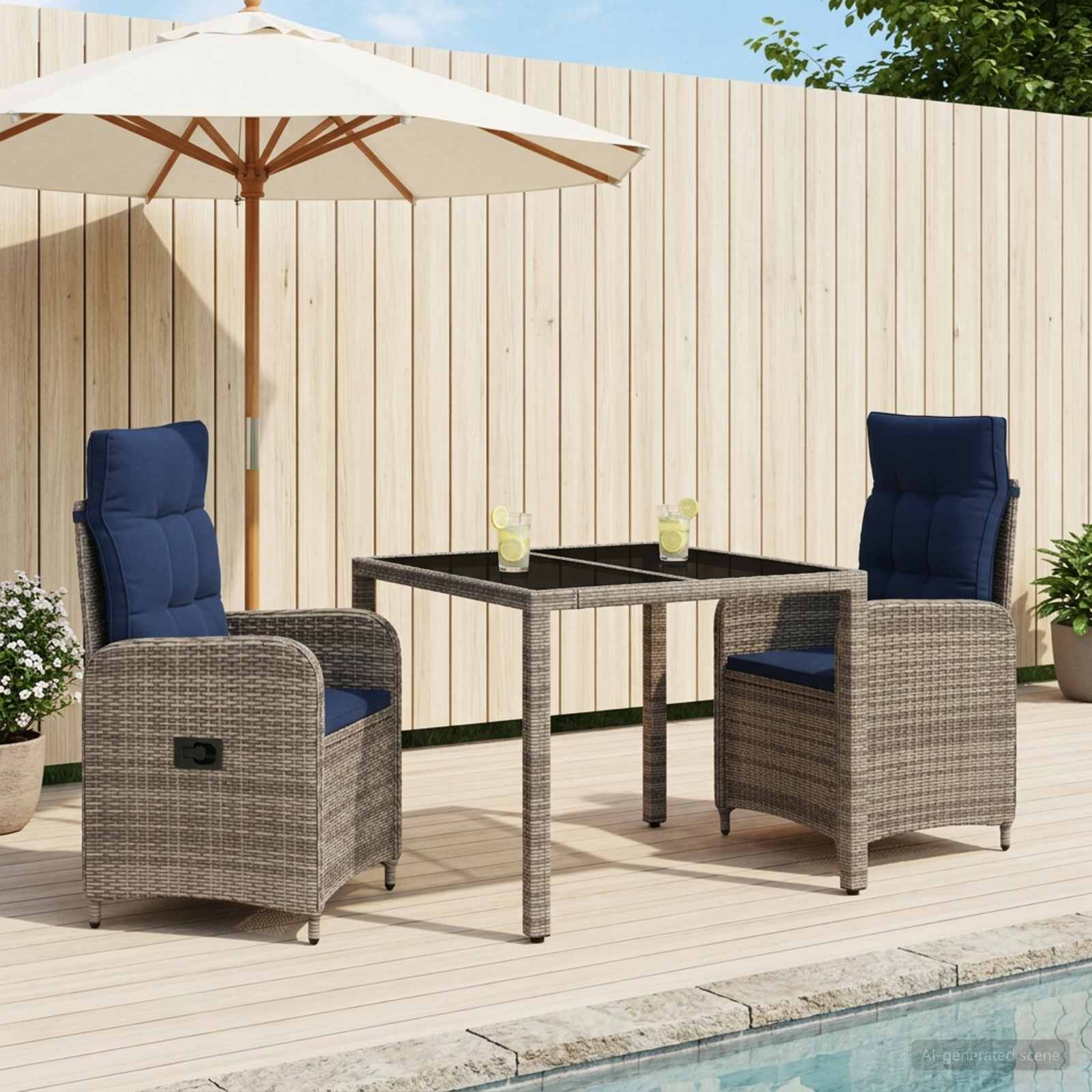 Outdoortisch-Set 3 stk. Poly-Rattan