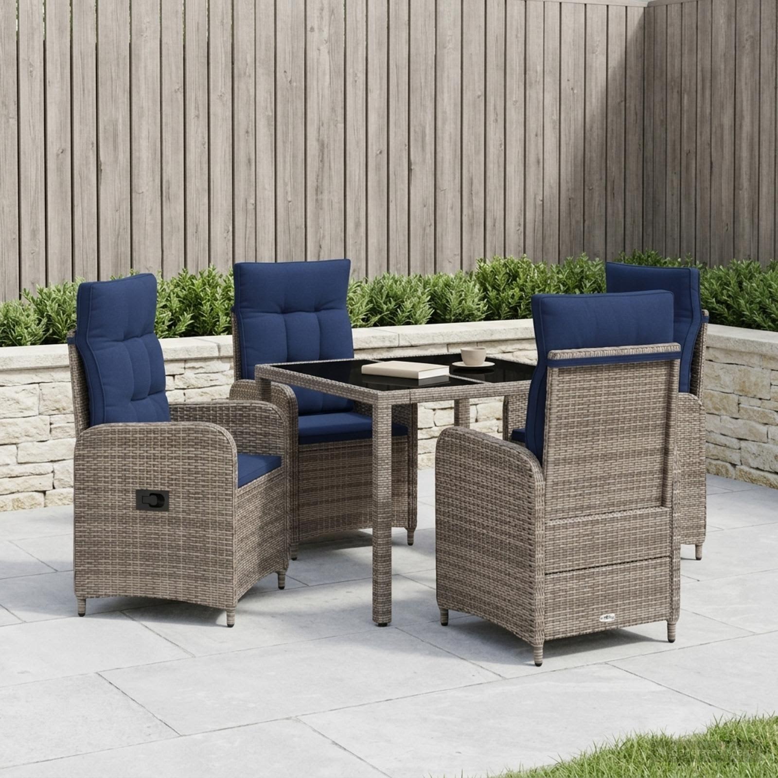 Outdoortisch-Set 5 stk. Poly-Rattan