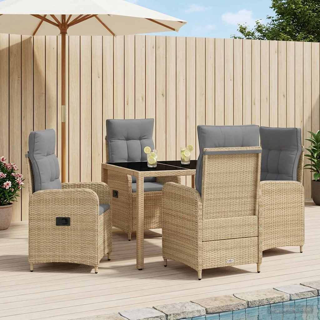 Outdoortisch-Set 5 stk. Beige und Hellgrau Poly-Rattan