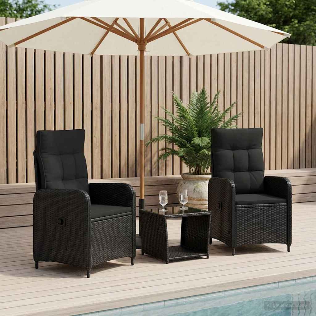 Garten-Lounge-Set 3 stk. Schwarz