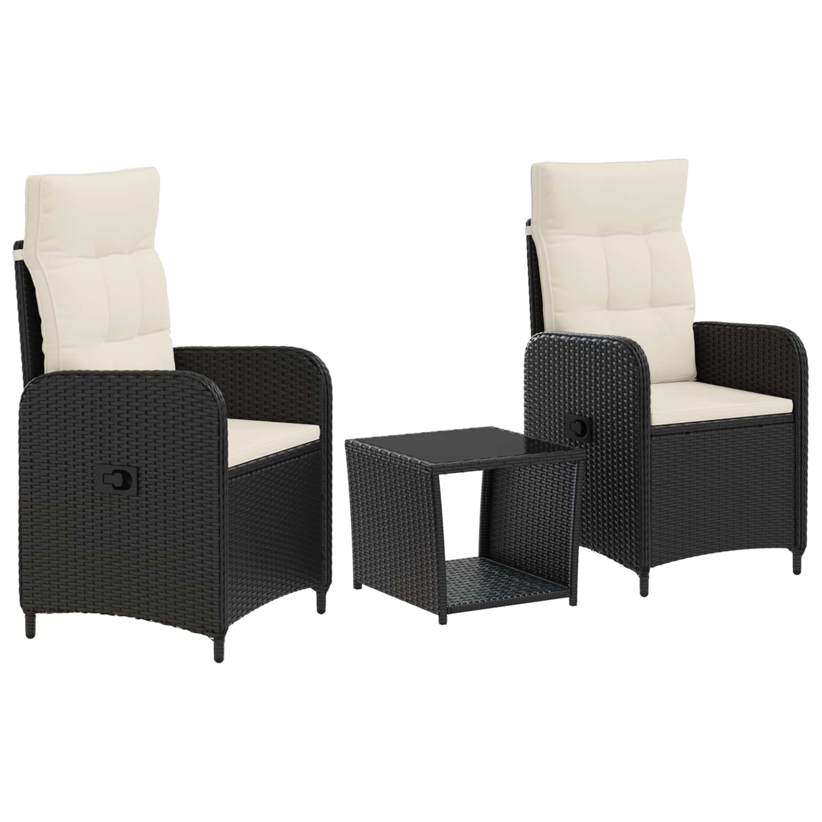 Garten-Lounge-Set 3 stk. Schwarz und Cremeweiß